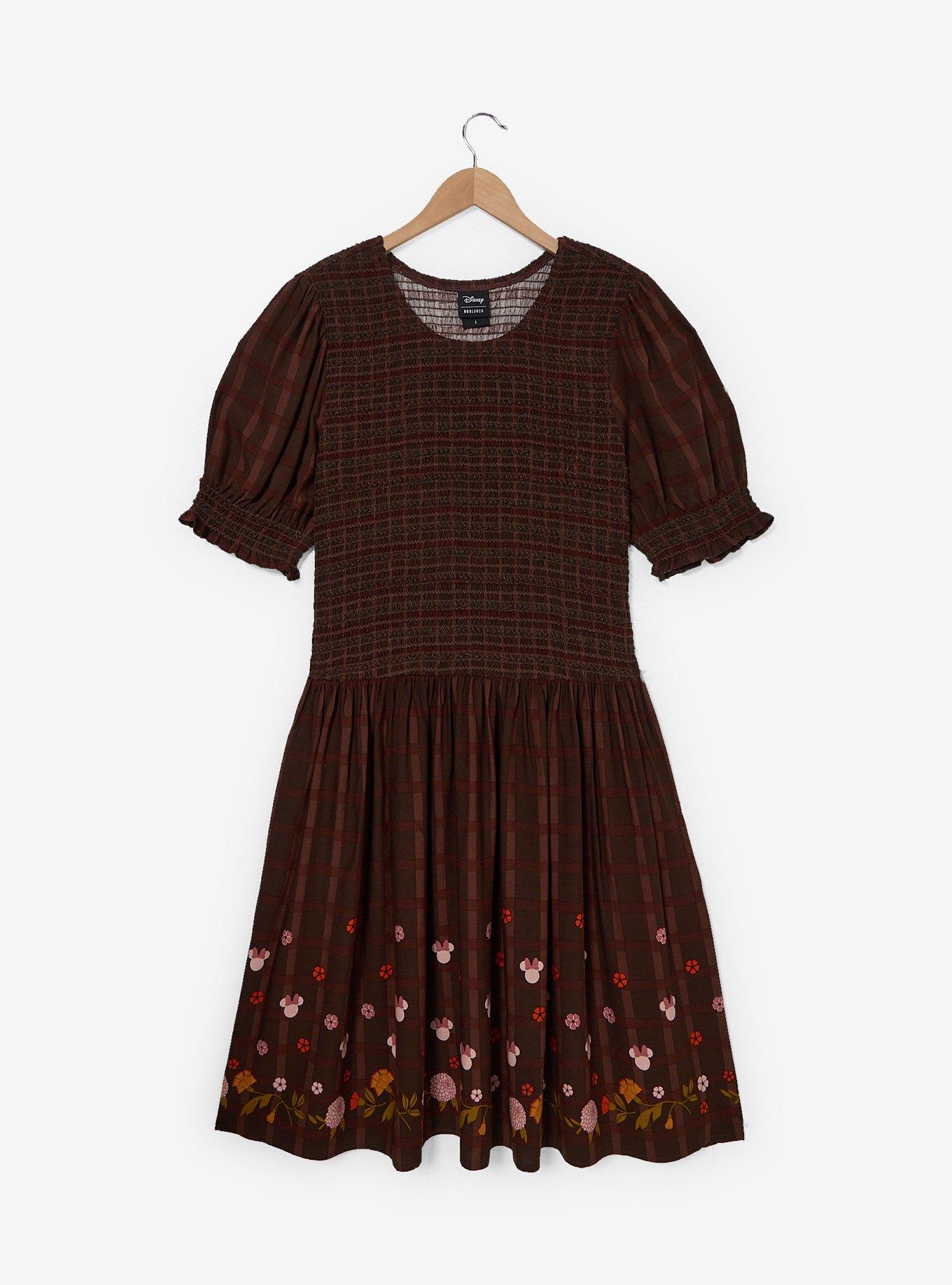 Disney Minnie Mouse Fall Floral Plus Size Smock Dress — BoxLunch Exclusive, , hi-res