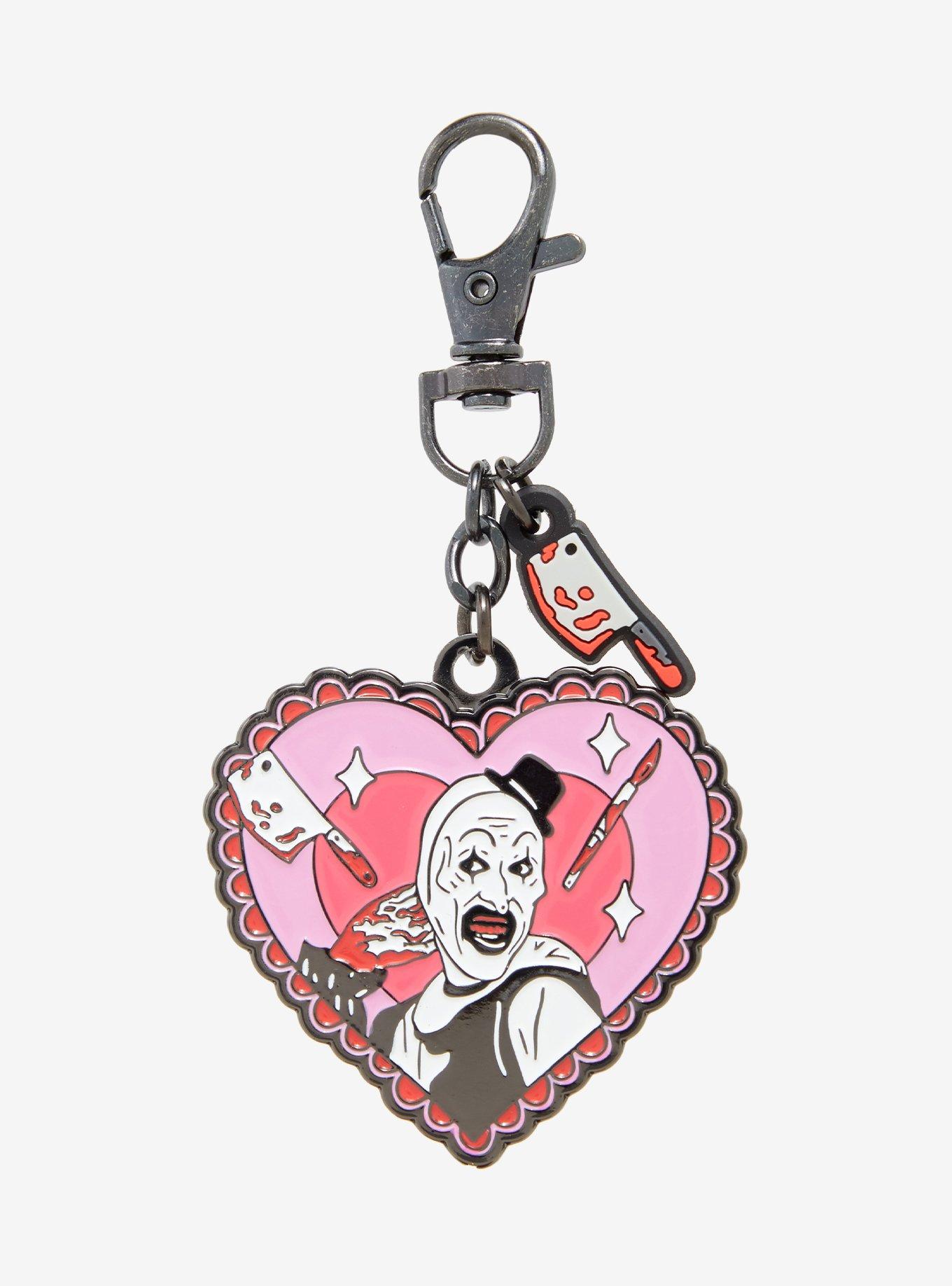 Terrifier Art The Clown Heart Enamel Key Chain, , hi-res