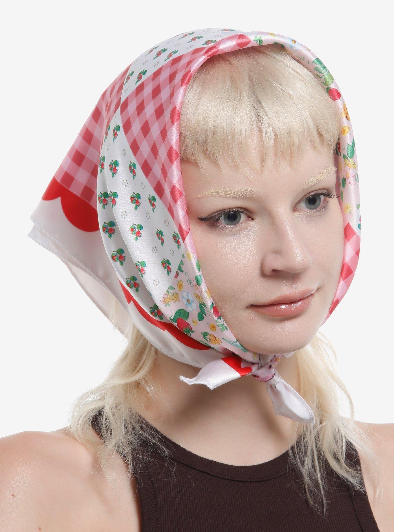 Strawberry Shortcake Gingham Patchwork Hair Scarf, , hi-res