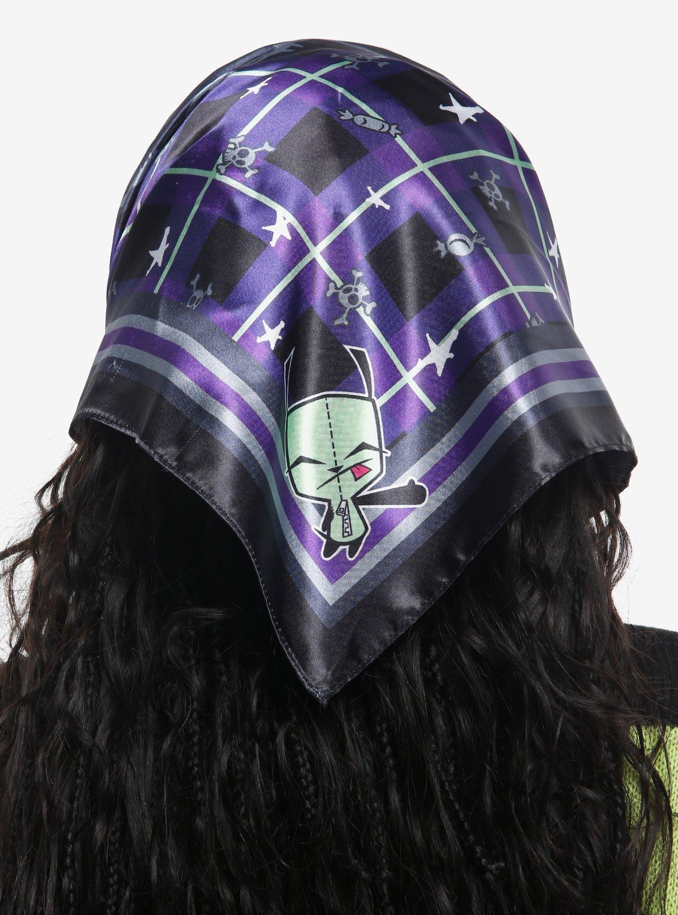 Invader Zim GIR Purple Checker Hair Scarf, , hi-res