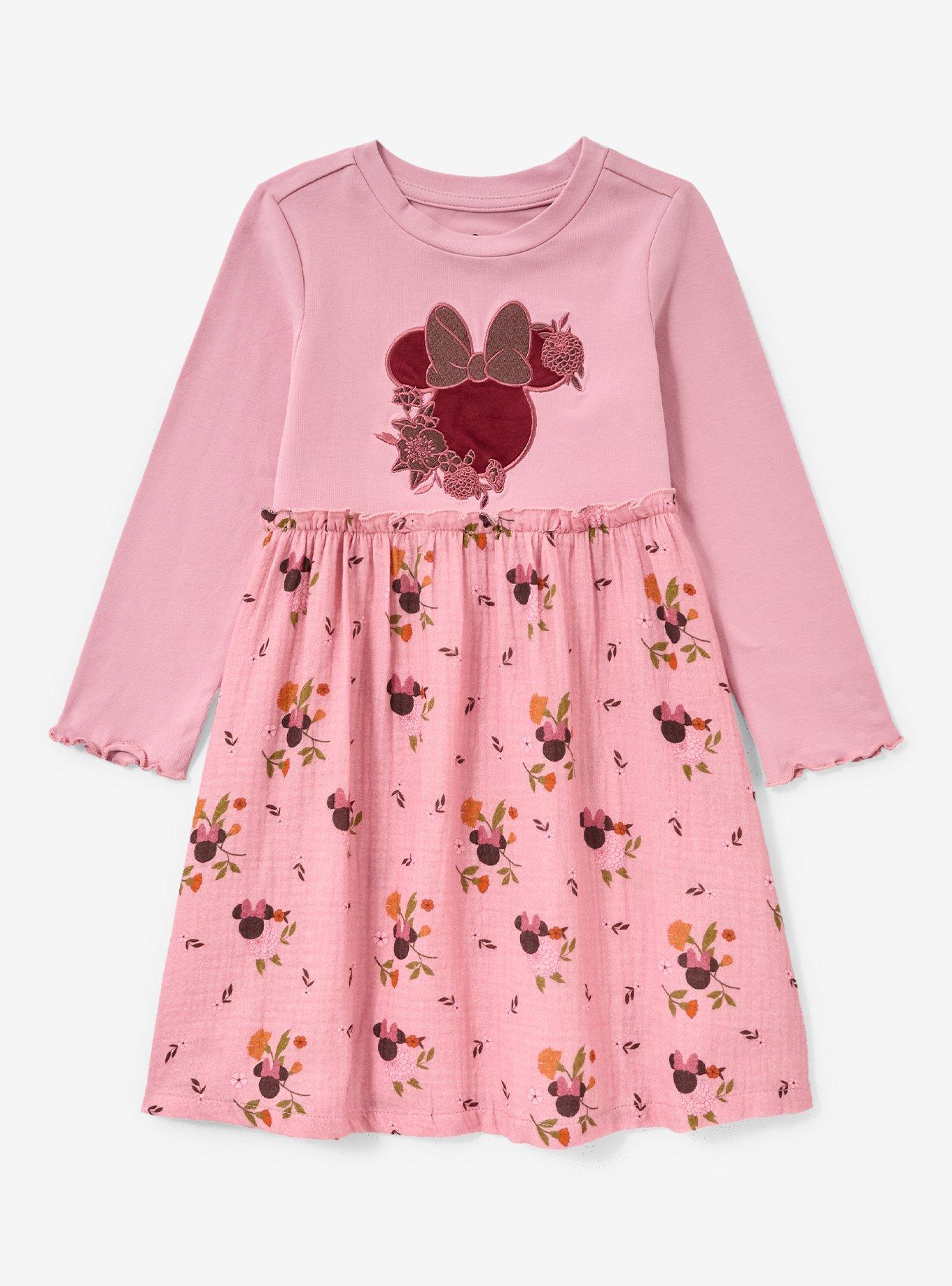 Disney Minnie Mouse Floral Toddler Long Sleeve T-Shirt Dress - BoxLunch Exclusive, , hi-res