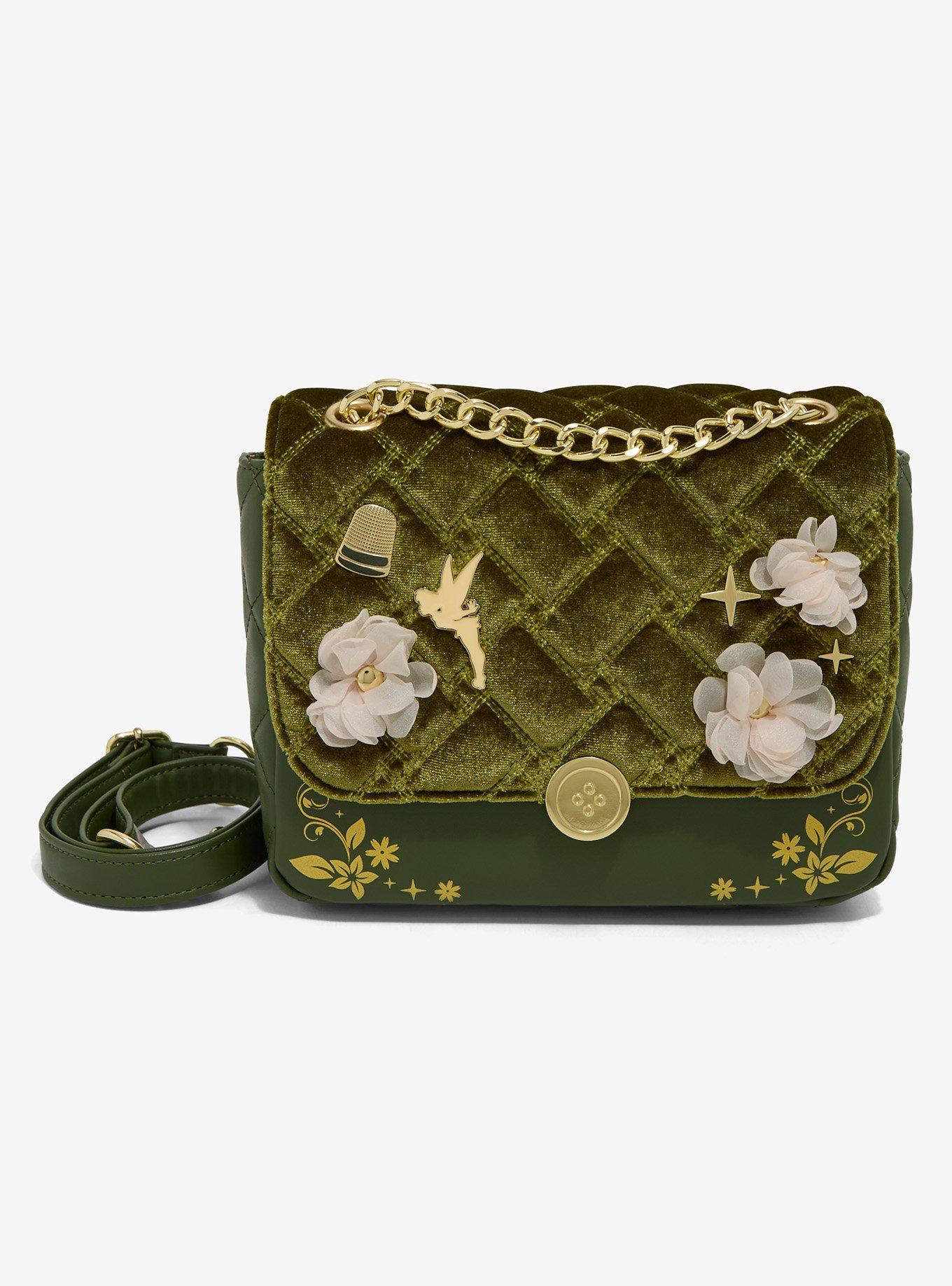 Loungefly Disney Peter Pan Tinker Bell Velvet Crossbody Bag — BoxLunch Exclusive, , hi-res