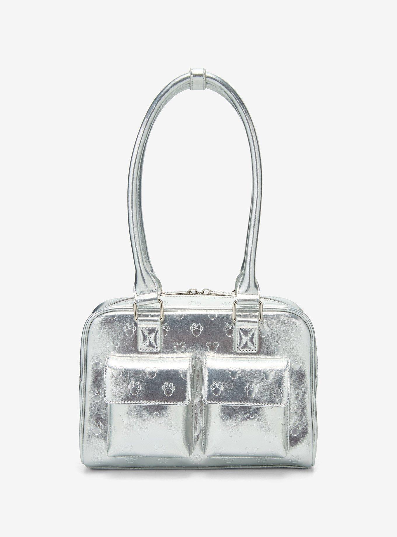Loungefly Disney Mickey & Minnie Silver Metallic Purse — BoxLunch Exclusive, , hi-res