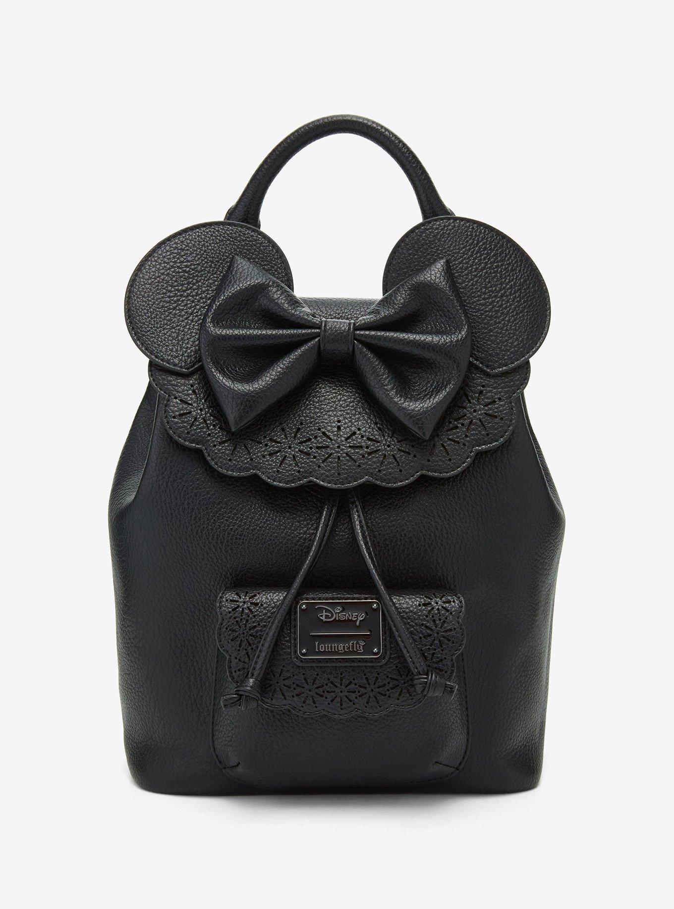 Loungefly Disney Minnie Mouse Pebble Textured Black Mini Backpack — BoxLunch Exclusive, , hi-res