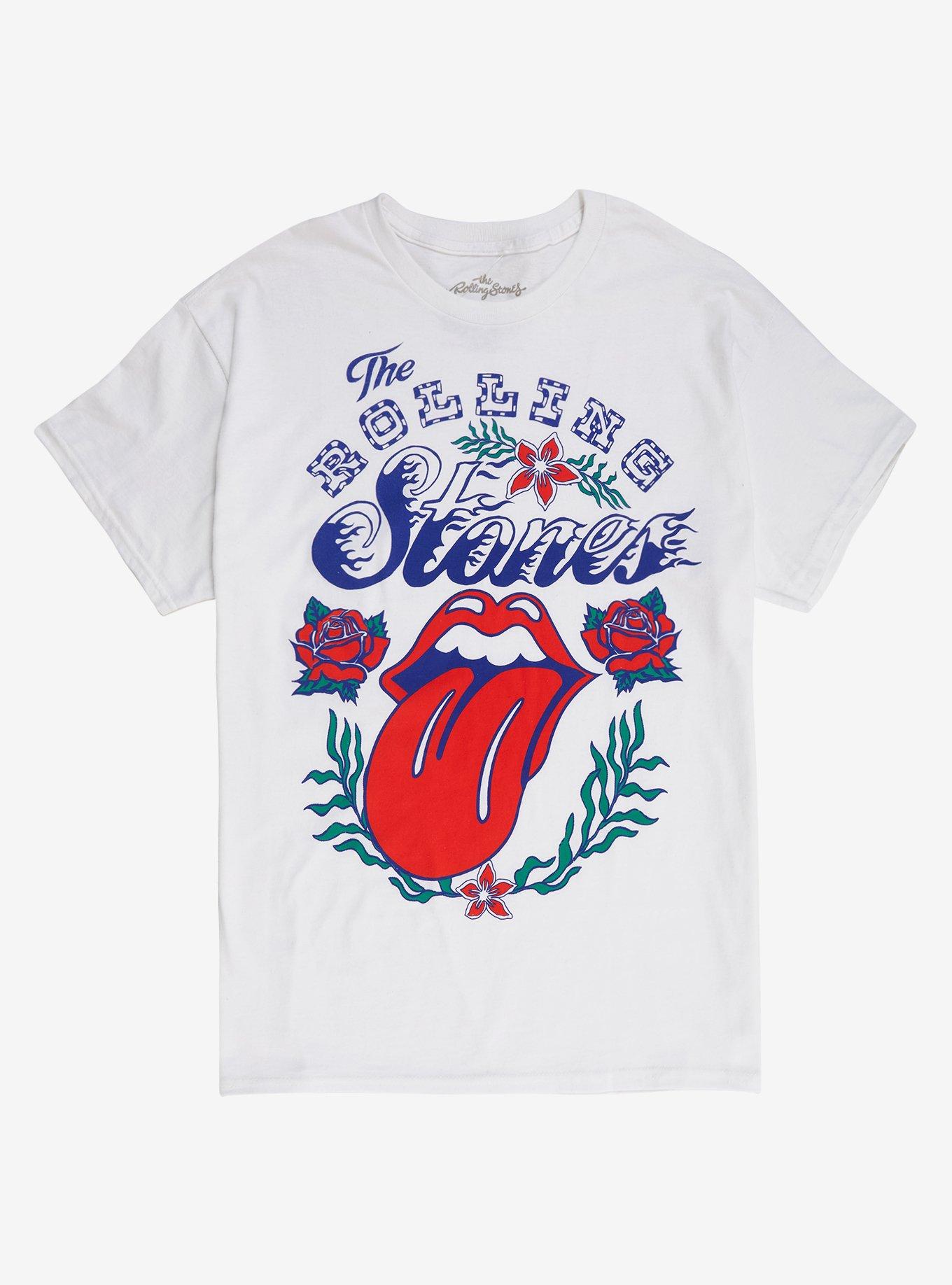 The Rolling Stones Tongue & Flowers T-Shirt, , hi-res