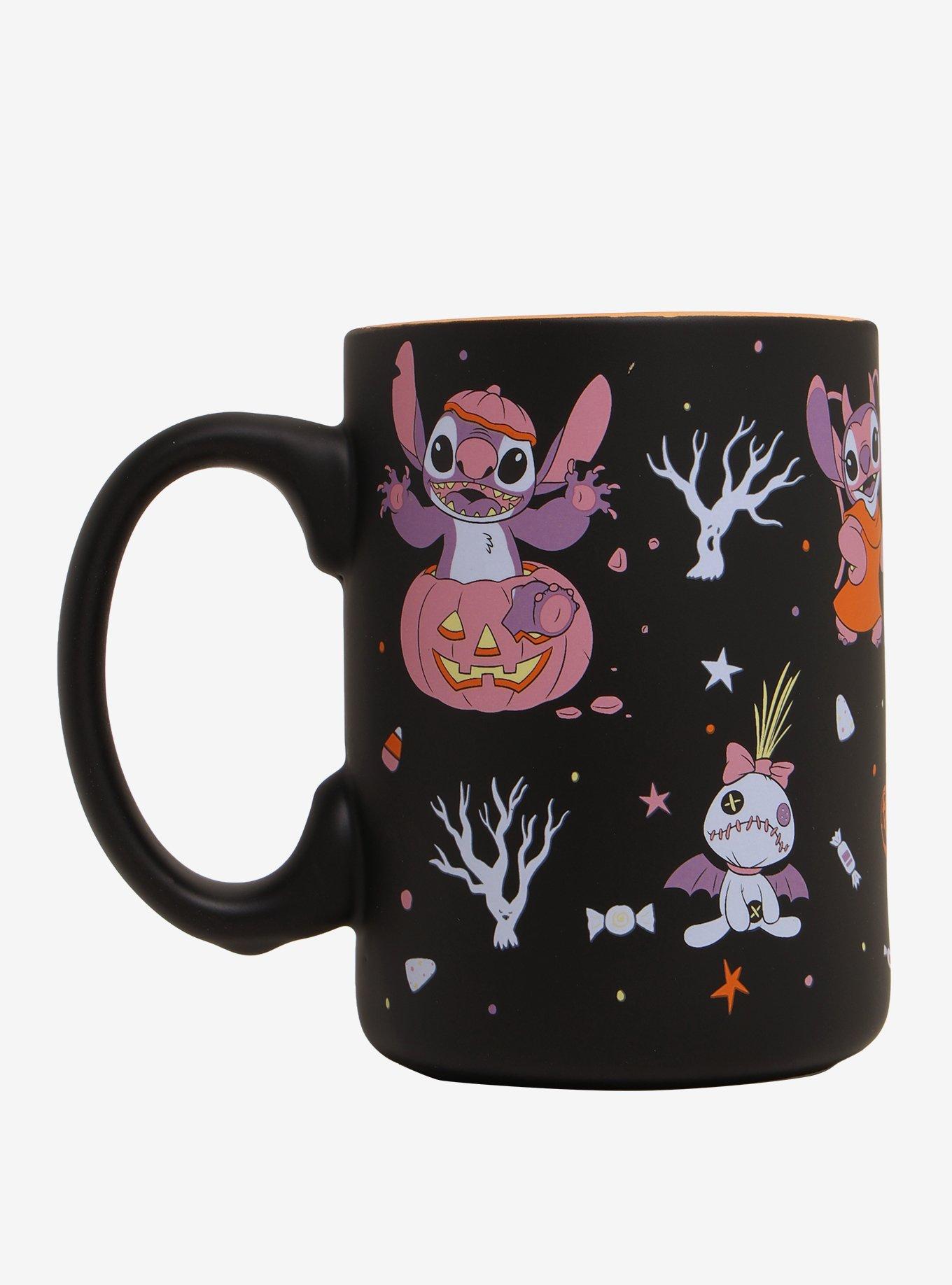 Disney Stitch and Angel Halloween-themed ceramic mug, retailer product photograph
