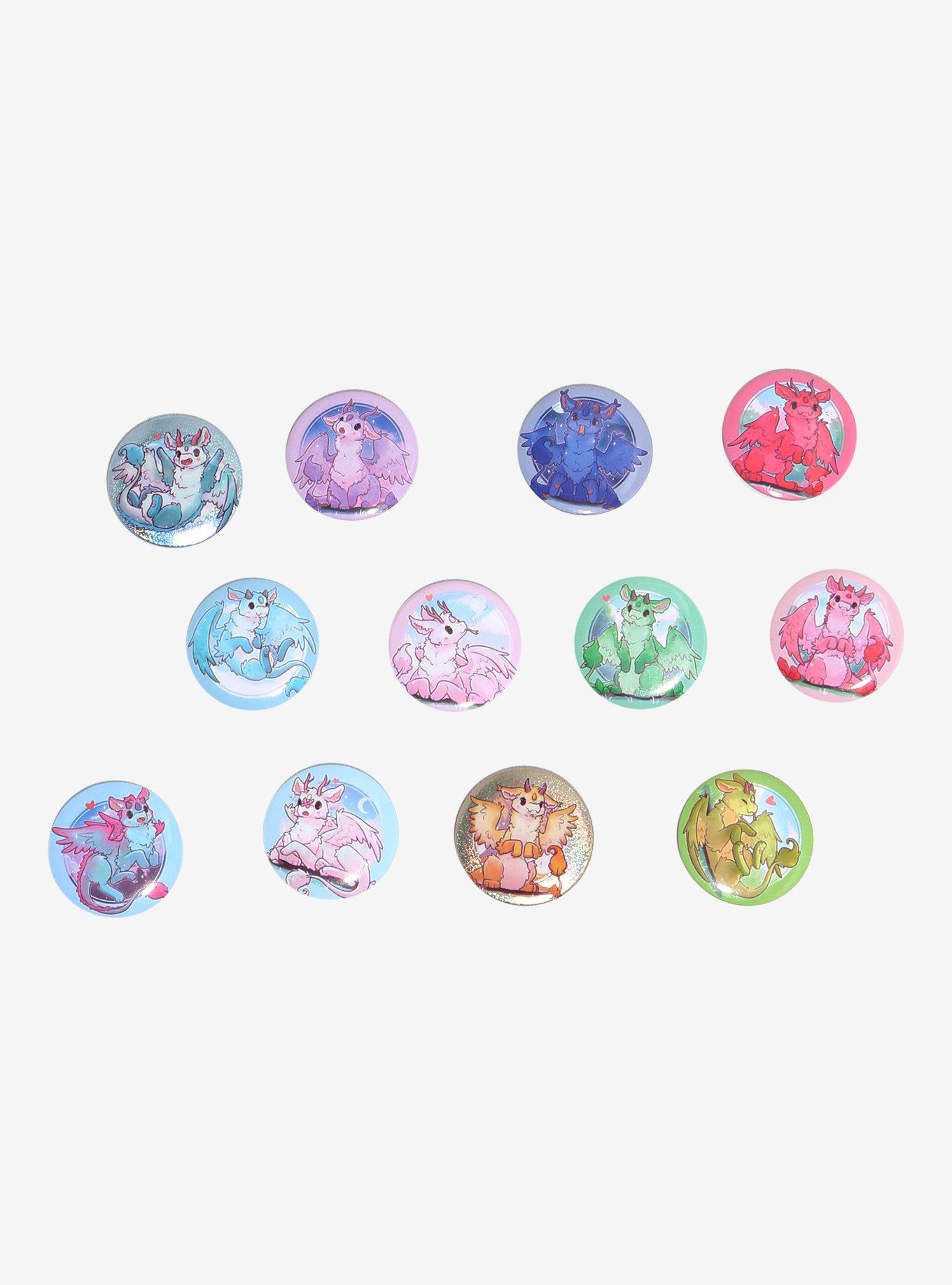 Gemstone Dragon Blind Bag Button By Naomi Lord Art, , hi-res