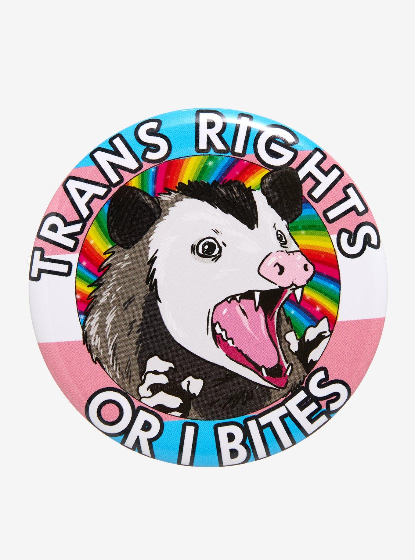 Trans Rights Possum 3 Inch Button, , hi-res