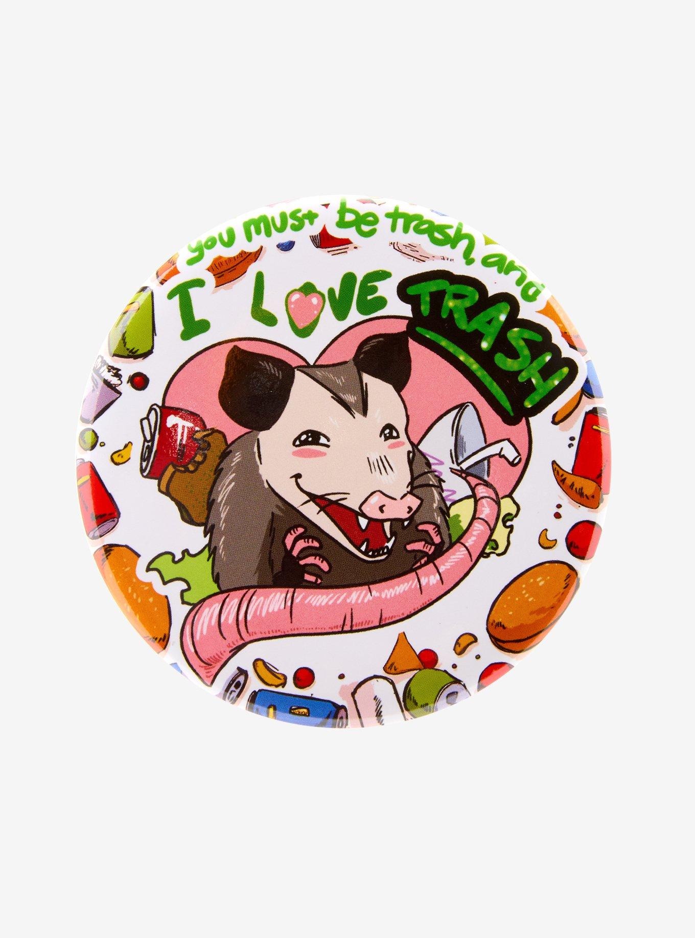 I Love Trash Possum 3 Inch Button, , hi-res