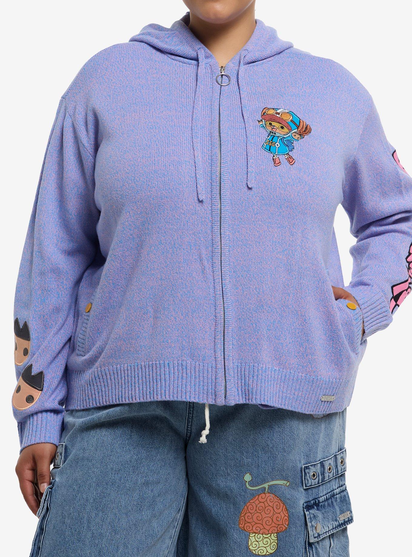 One Piece Chopper Egghead Marled Knit Girls Hoodie Plus Size, , hi-res