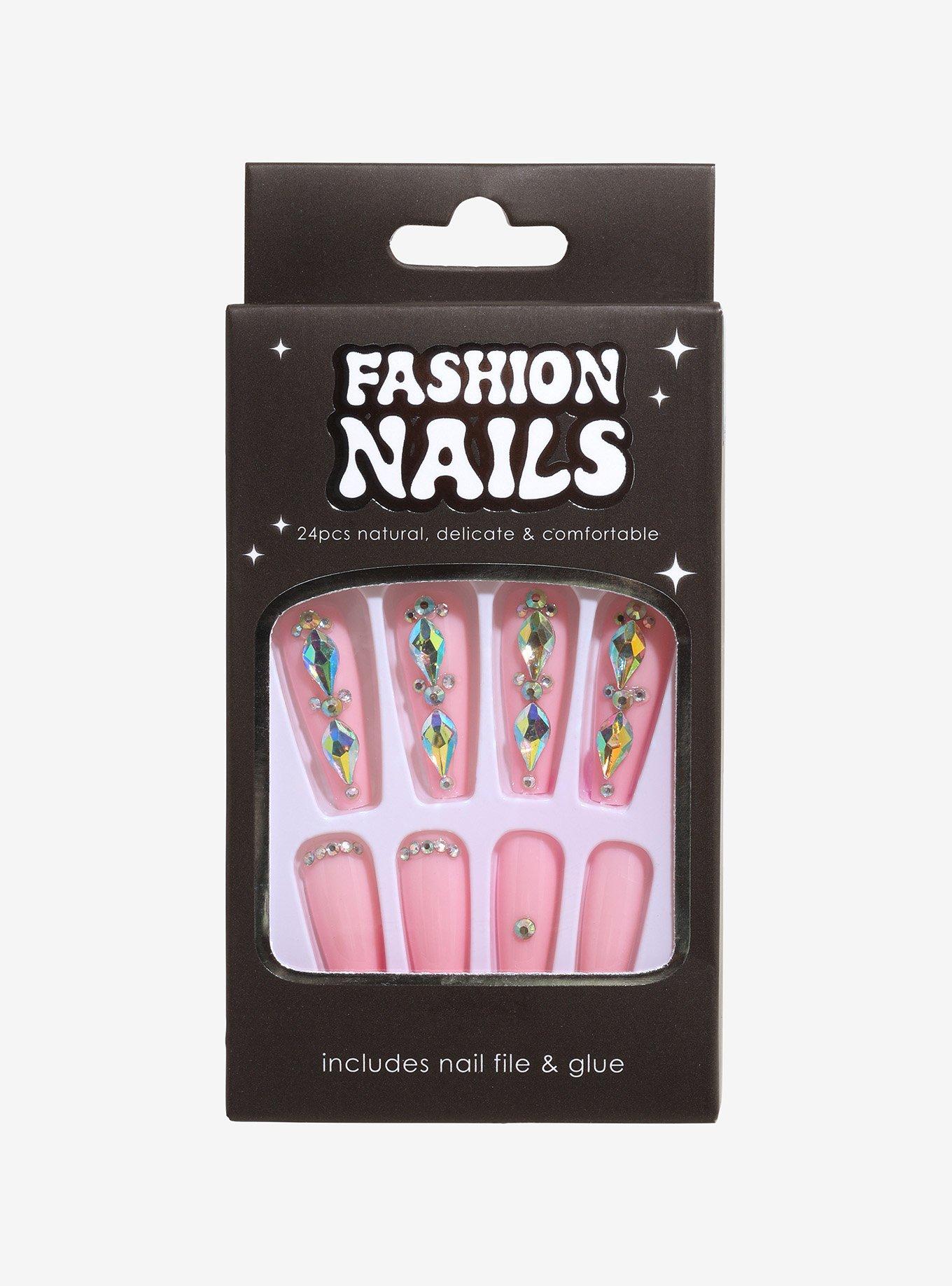 Pink Bling Press-On Nail Set, , hi-res