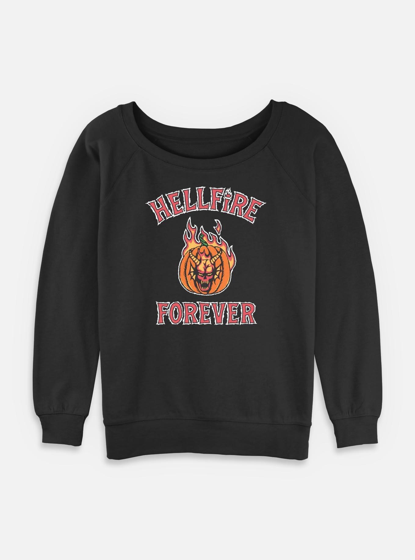 Stranger Things Hellfire Forever Pumpkin Womens Slouchy Sweatshirt, , hi-res