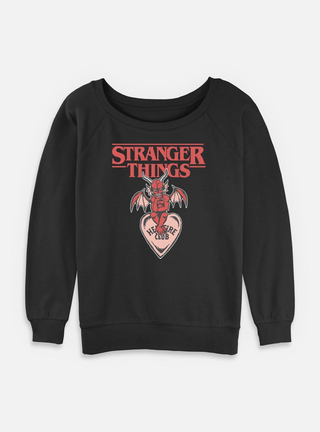 Stranger Things Hellfire Club Devil Womens Slouchy Sweatshirt, BLACK, hi-res