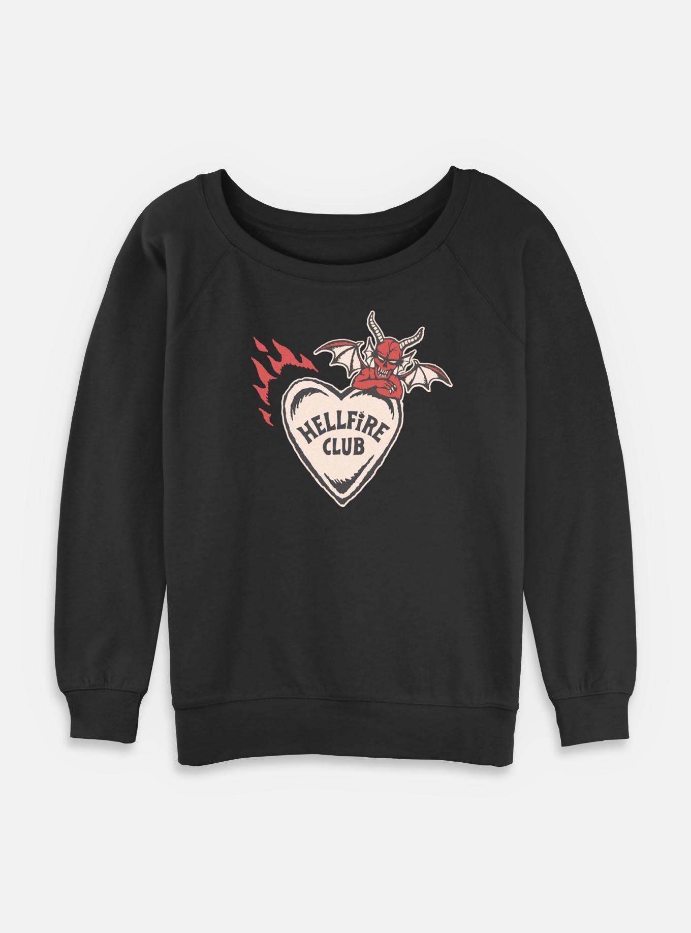 Stranger Things Hellfire Club Devil Heart Womens Slouchy Sweatshirt, , hi-res