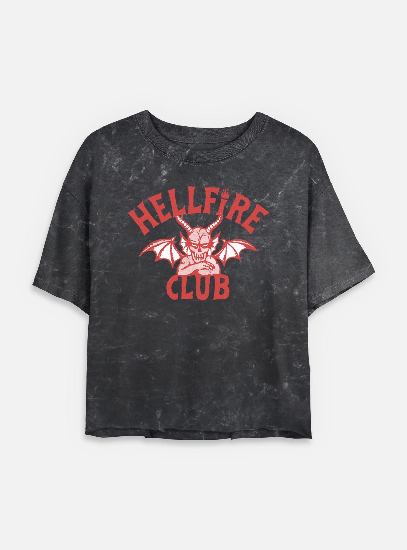 Stranger Things Devil Logo Hellfire Club Womens Mineral Wash Crop T-Shirt, , hi-res