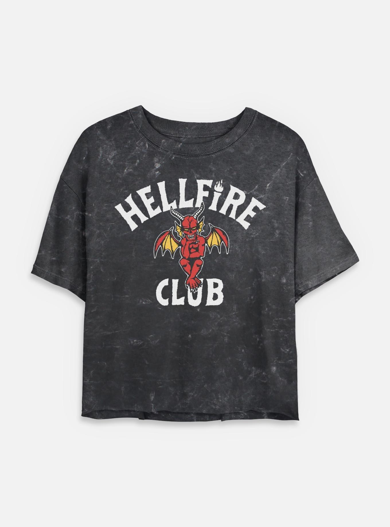 Stranger Things Hellfire Club Devil Frame Womens Mineral Wash Crop T-Shirt, , hi-res