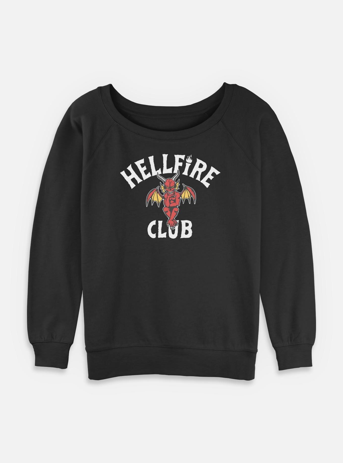 Stranger Things Hellfire Club Devil Frame Womens Slouchy Sweatshirt, BLACK, hi-res