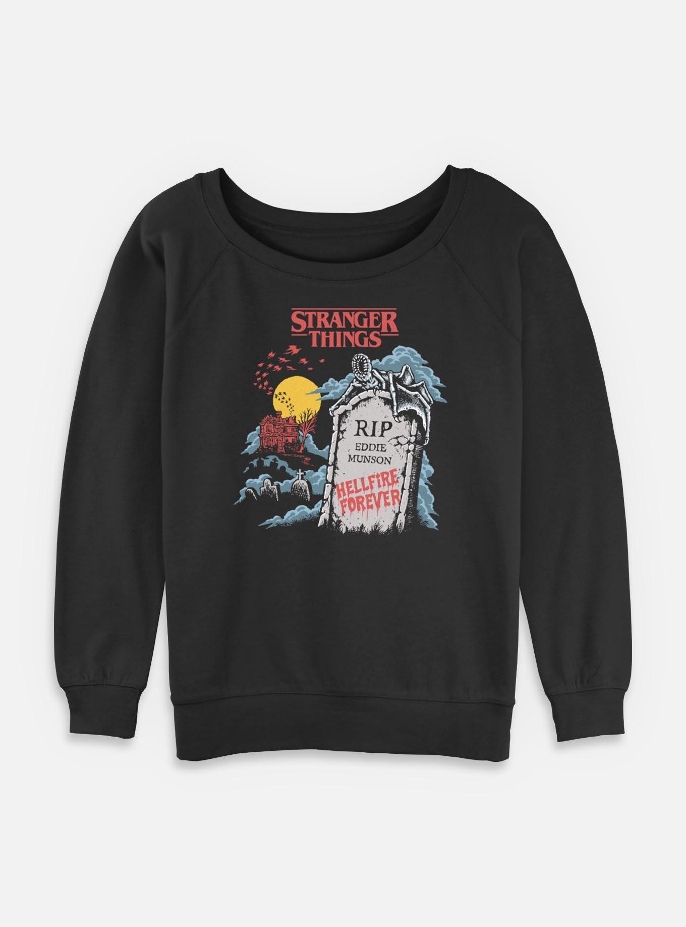 Stranger Things RIP Eddie Munson Hellfire Forever Womens Slouchy Sweatshirt, , hi-res