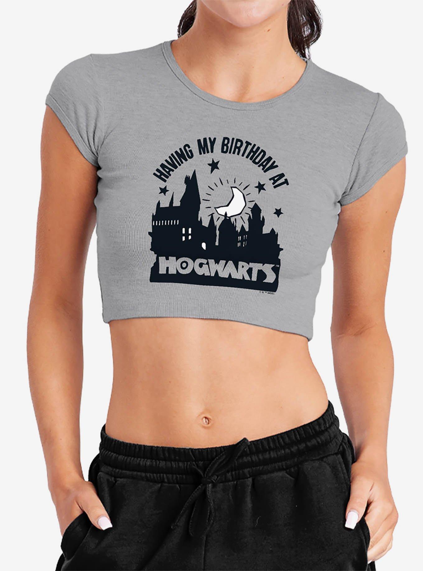Harry Potter Birthday At Hogwarts Cap Sleeve Baby Rib Girls Crop Top, ATHLETIC HEATHER, hi-res