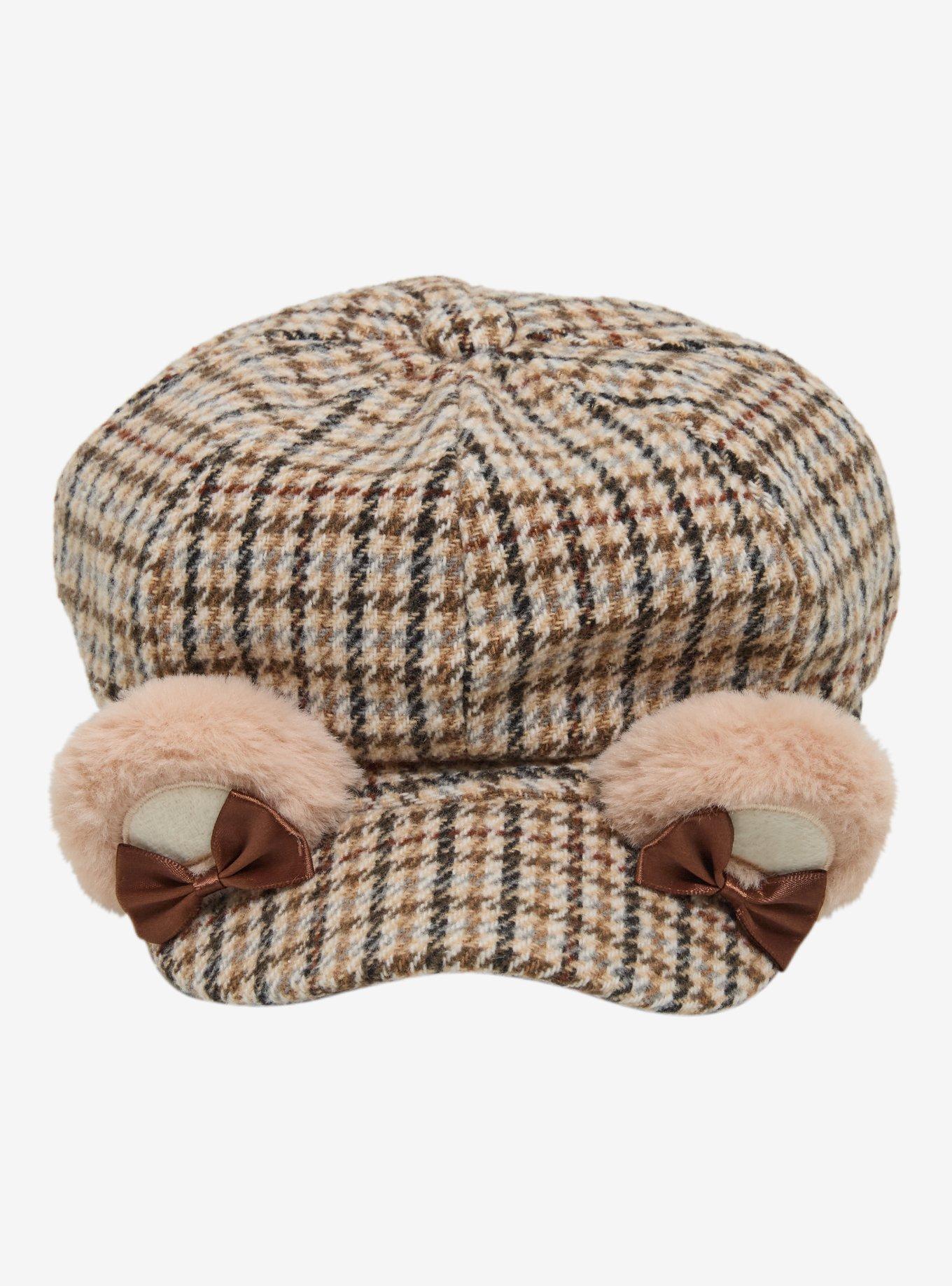 Brown Teddy Bear Plaid Cabbie Hat, , hi-res