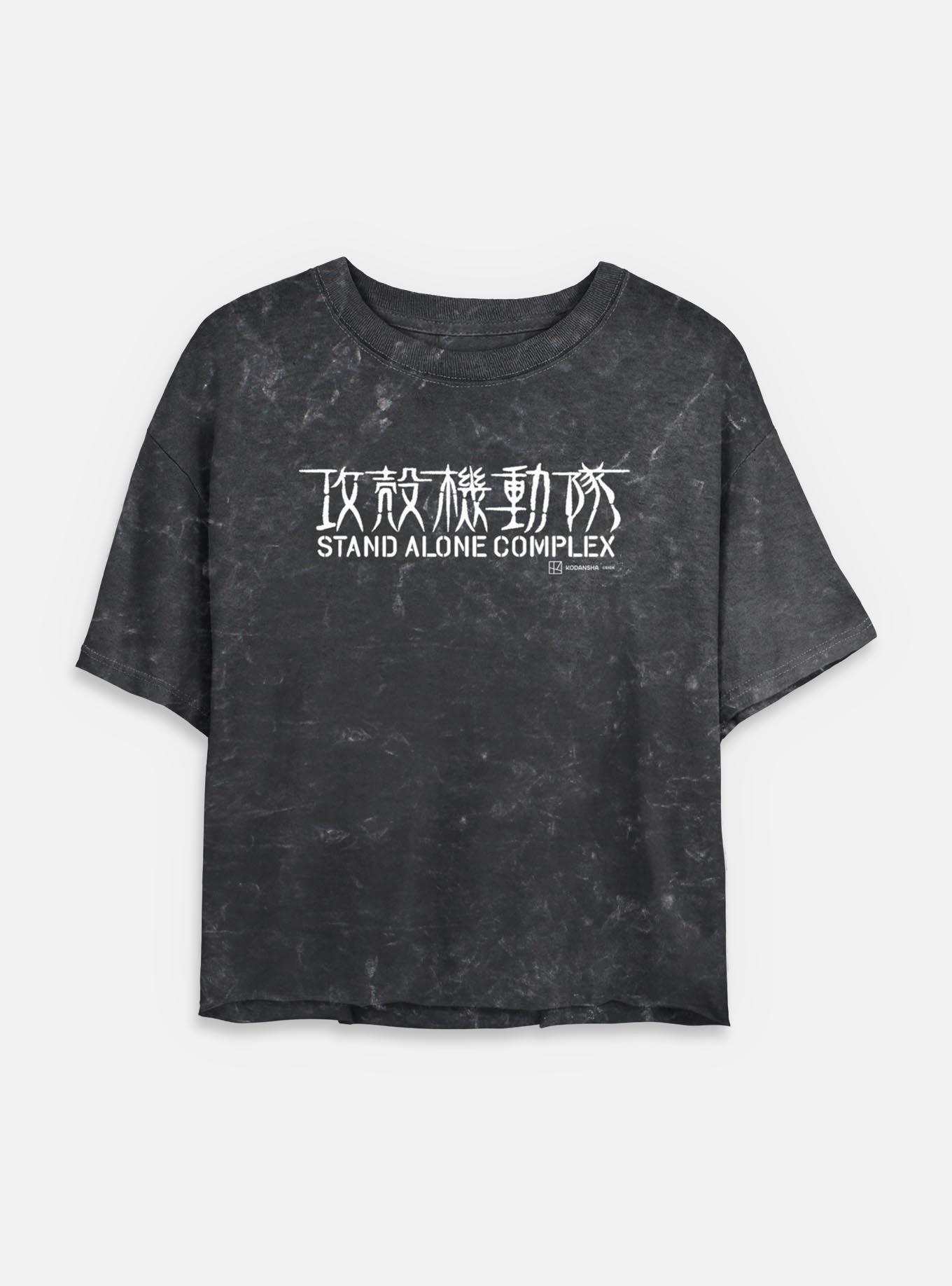 Ghost in the Shell Stand Alone Complex Logo Mineral Wash Womens Crop T-Shirt,New Products : American Fashion Style Bags On Sale