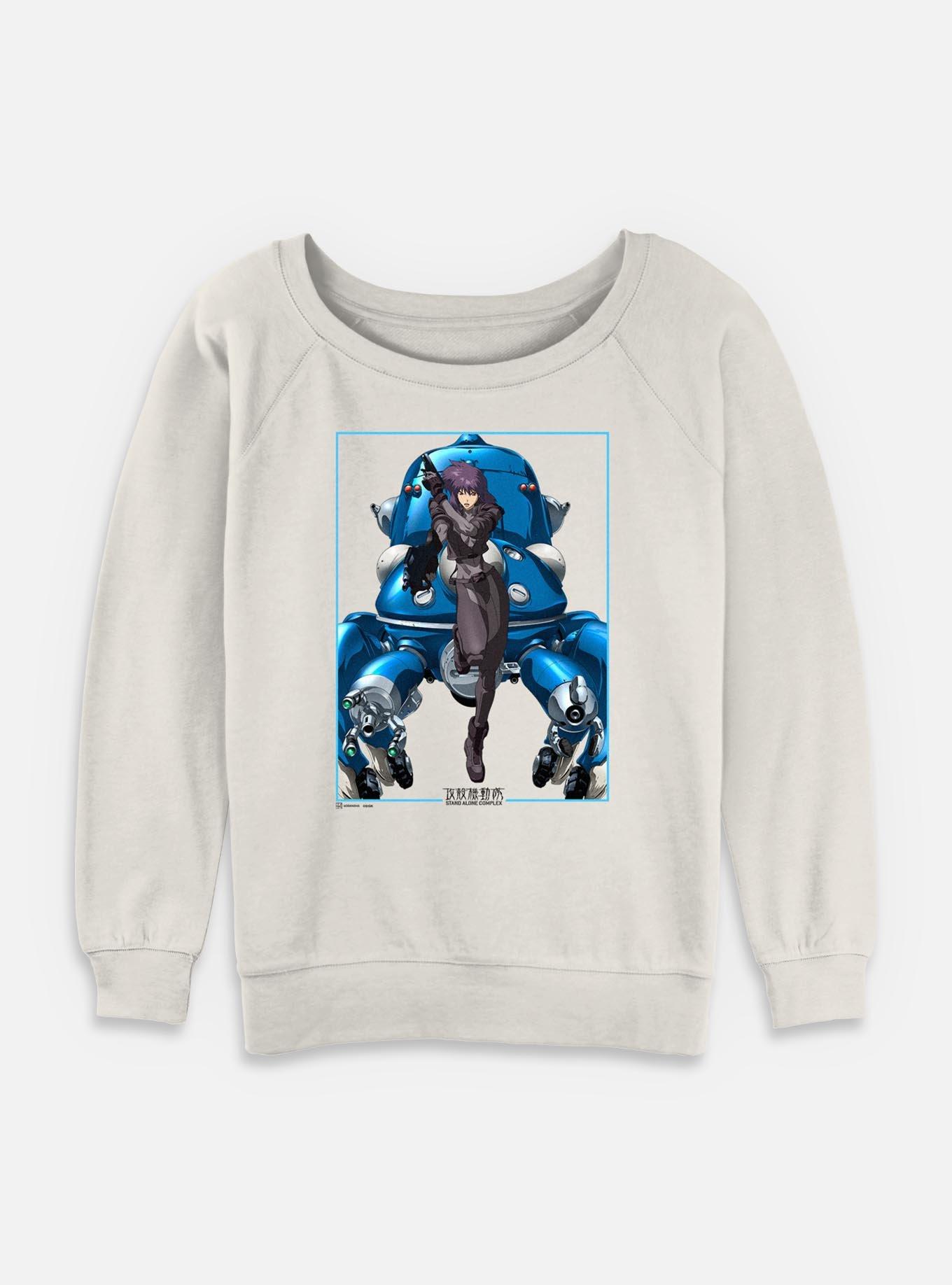 Ghost in the Shell Motoko Guns Tachikomas Womens Slouchy Sweatshirt, EGRET, hi-res