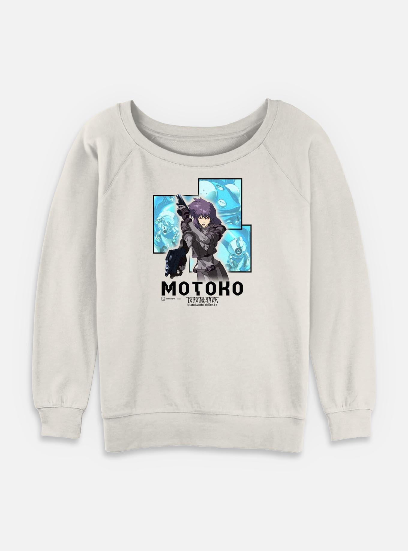 Ghost in the Shell Box Layered Womens Slouchy Sweatshirt, EGRET, hi-res