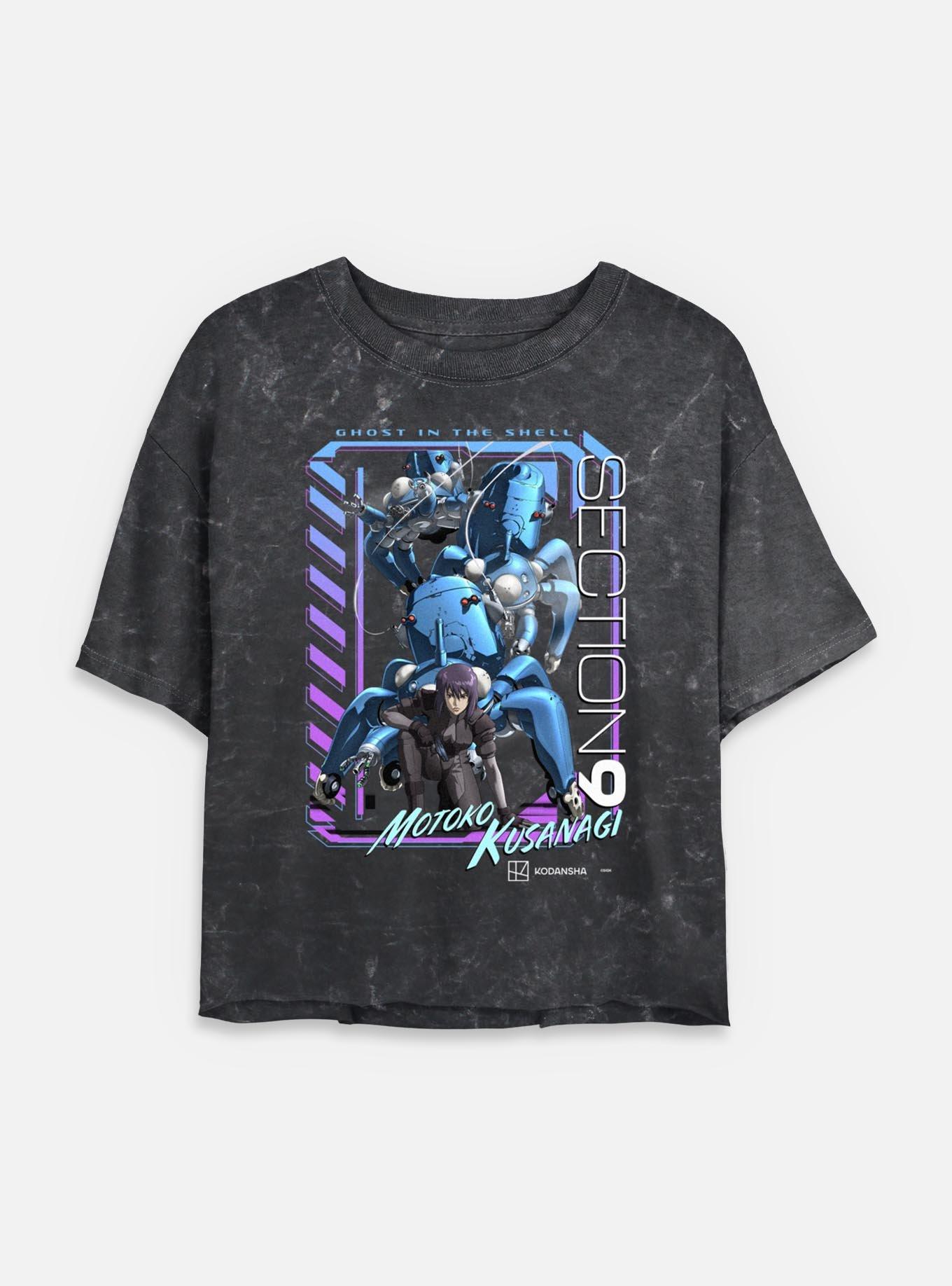 Ghost in the Shell Digi Framed Mineral Wash Womens Crop T-Shirt,New Products : American Fashion Style Bags On Sale