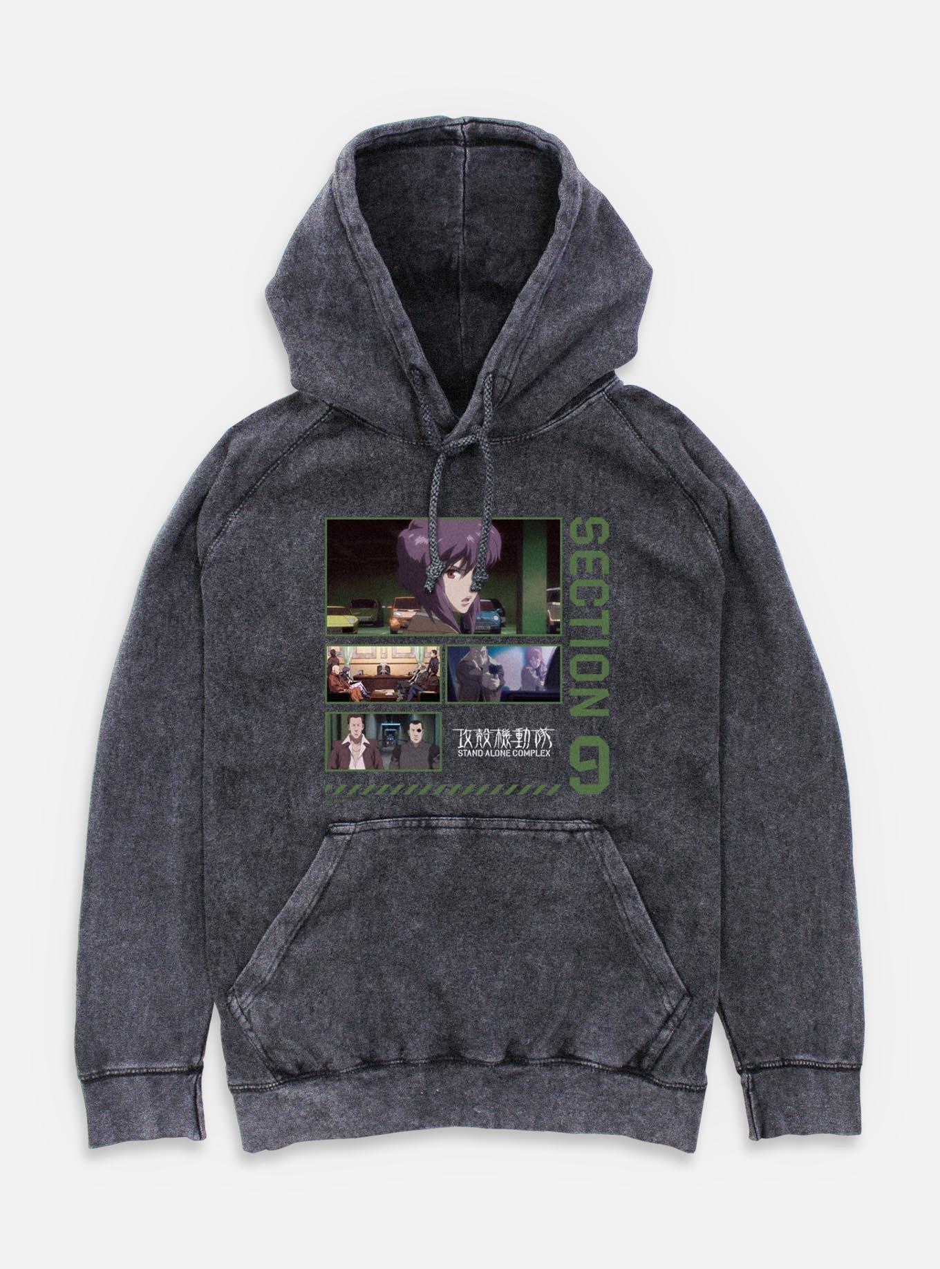Ghost in the Shell Section 9 Collage Mineral Wash Hoodie,New Products : American Fashion Style Bags On Sale
