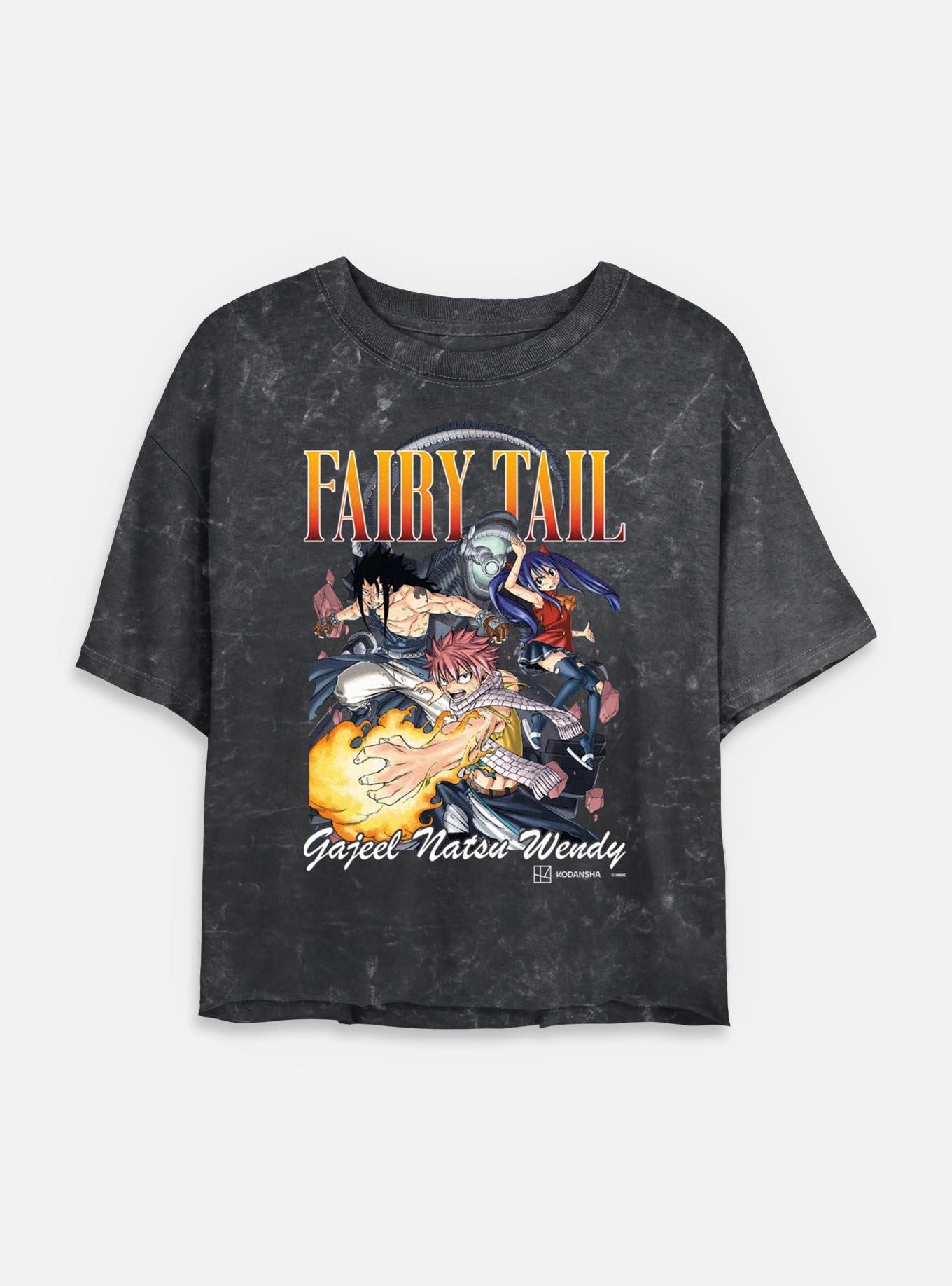 Fairy Tail Group Mineral Wash Womens Crop T-Shirt, BLACK, hi-res