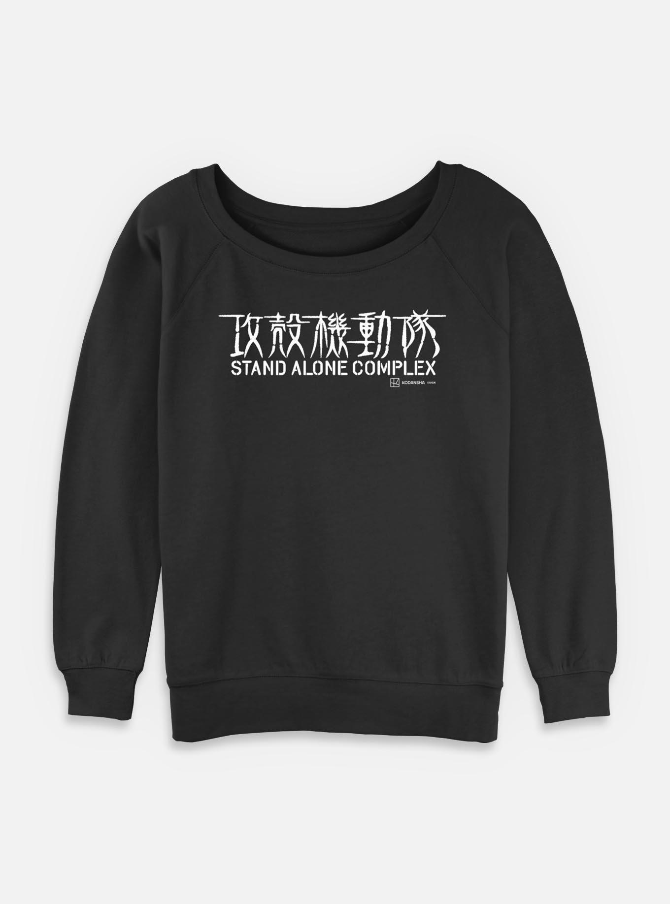 Ghost in the Shell Stand Alone Complex Logo Womens Slouchy Sweatshirt, BLACK, hi-res