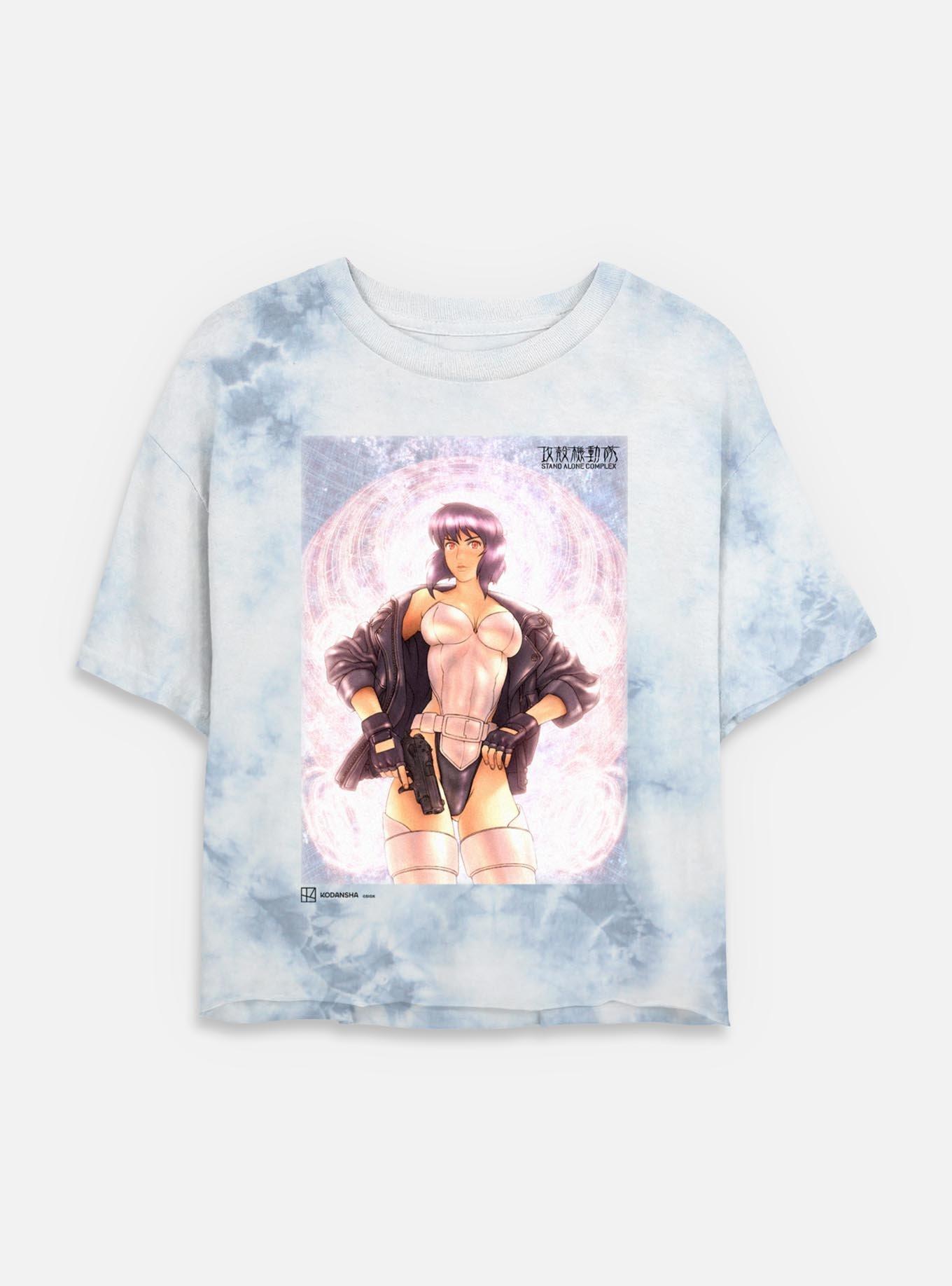 Ghost in the Shell Motoko Shining Tie Dye Crop Womens T-Shirt, WHITEBLUE, hi-res