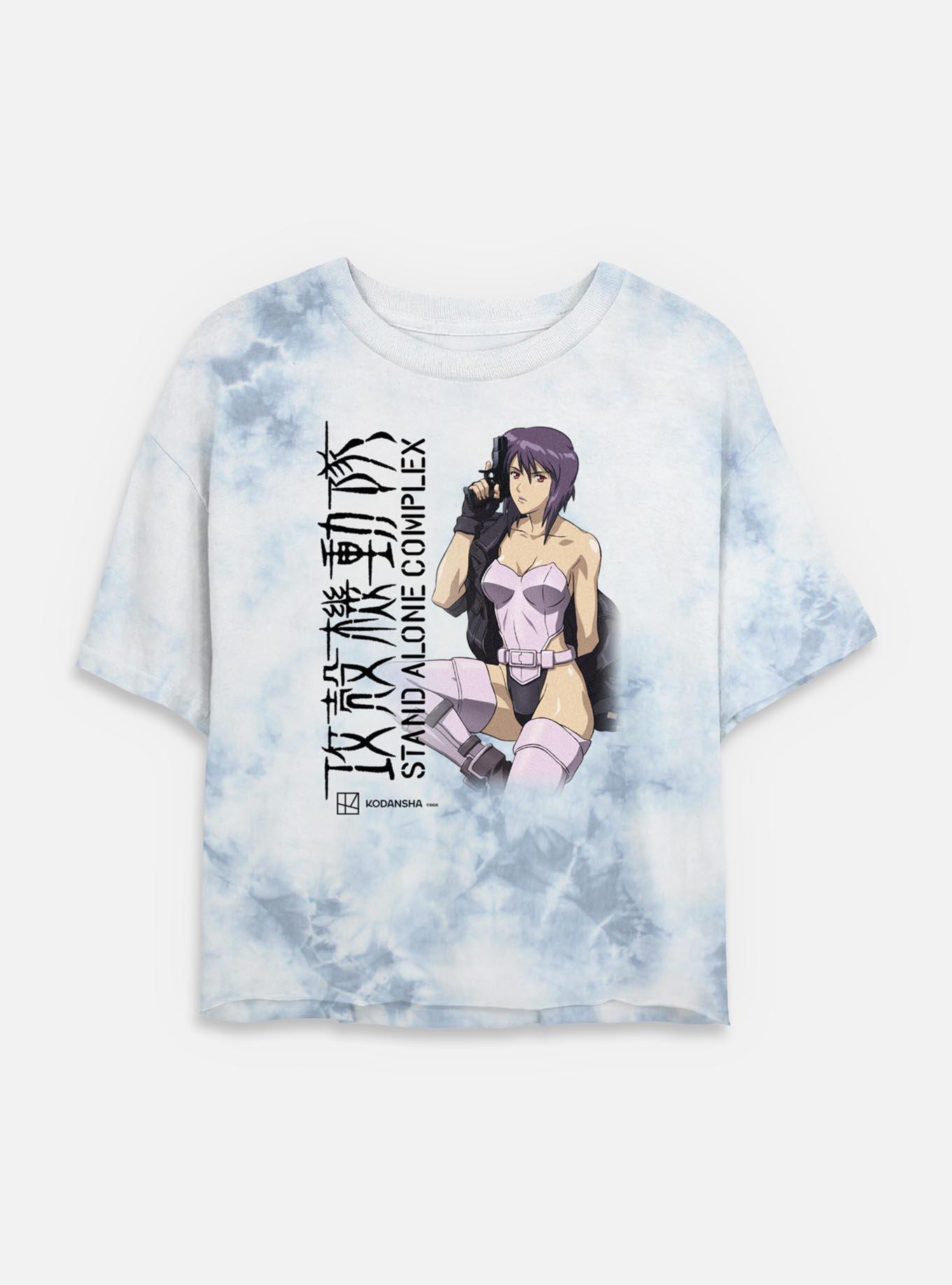 Ghost in The Shell Motoko Kusanagi Stand Alone Complex Tie Dye Crop Womens T-Shirt, WHITEBLUE, hi-res