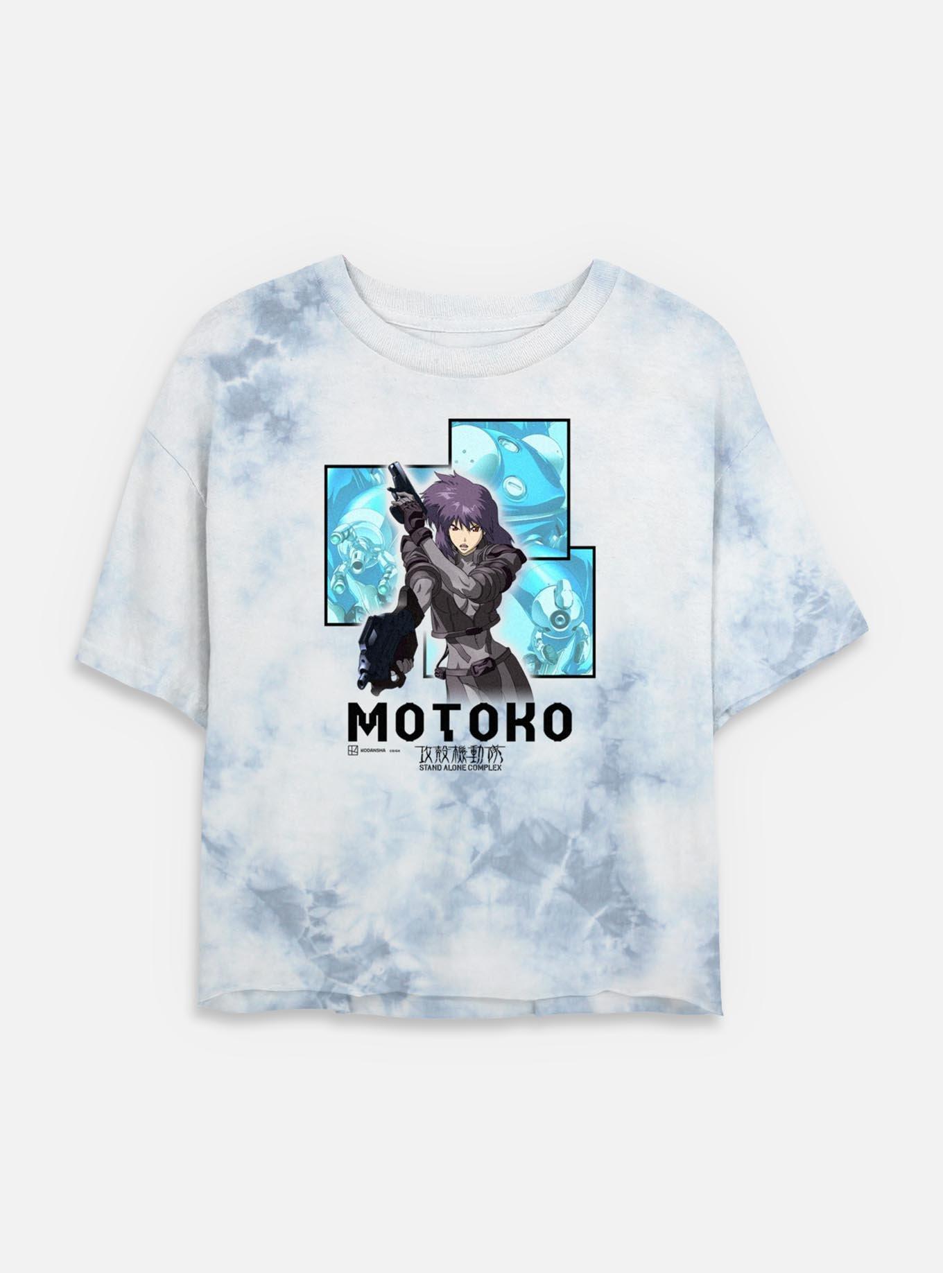 Ghost in the Shell Box Layered Tie Dye Crop Womens T-Shirt, WHITEBLUE, hi-res