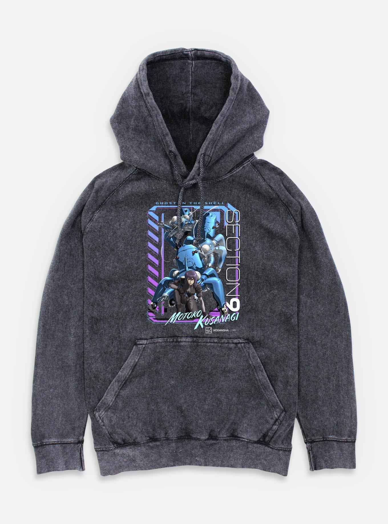 Ghost in the Shell Digi Framed Mineral Wash Hoodie, BLACK, hi-res