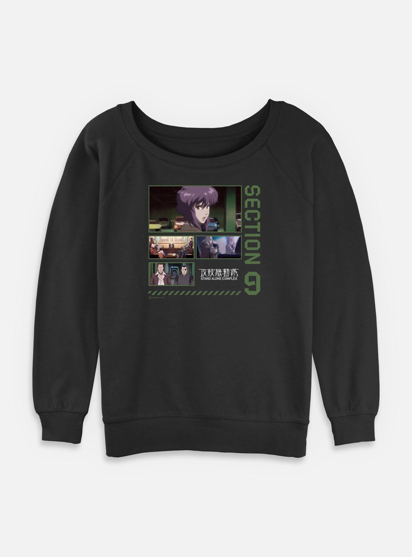 Ghost in the Shell Section 9 Collage Womens Slouchy Sweatshirt, BLACK, hi-res