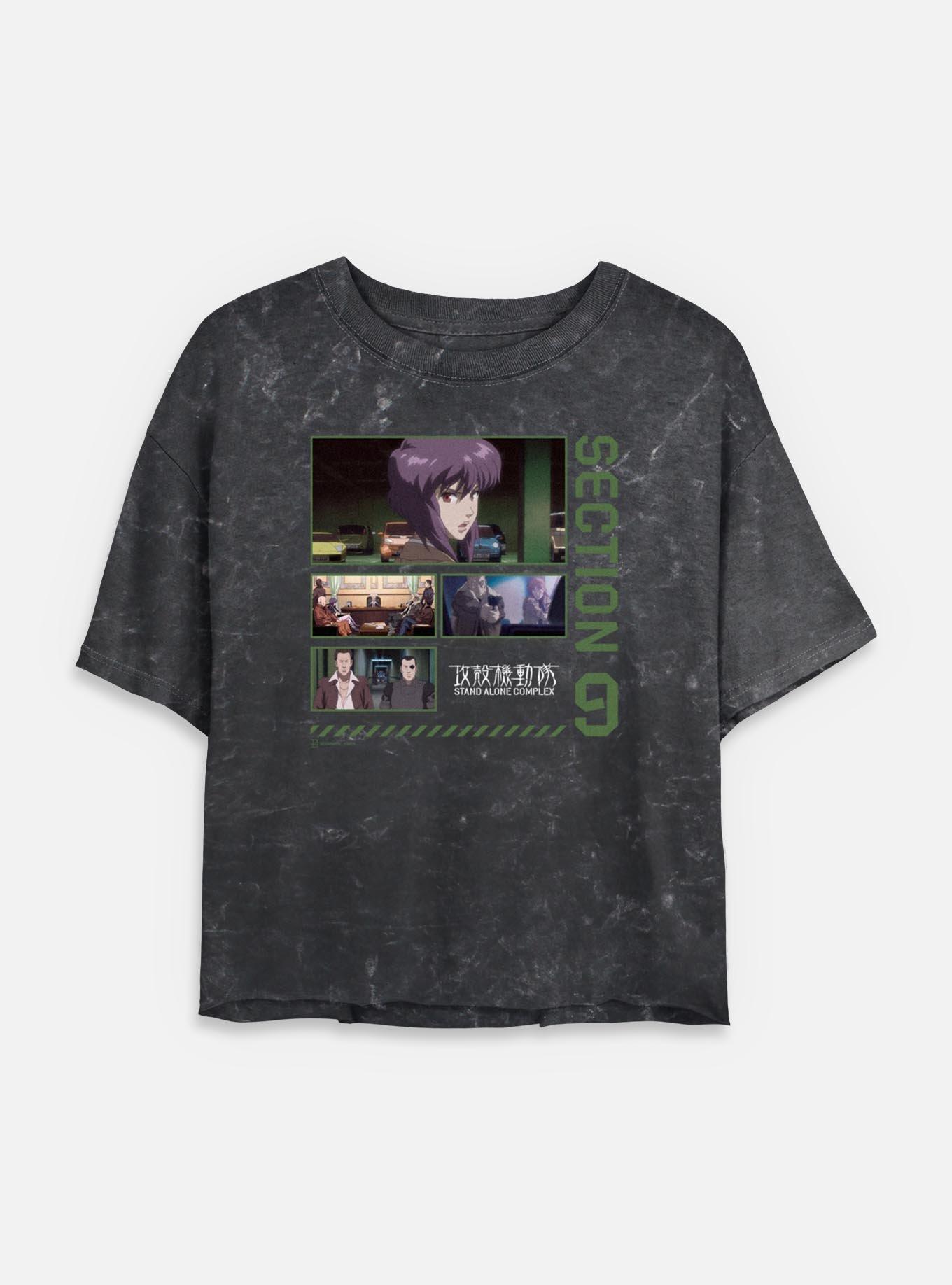 Ghost in the Shell Section 9 Collage Mineral Wash Womens Crop T-Shirt, BLACK, hi-res