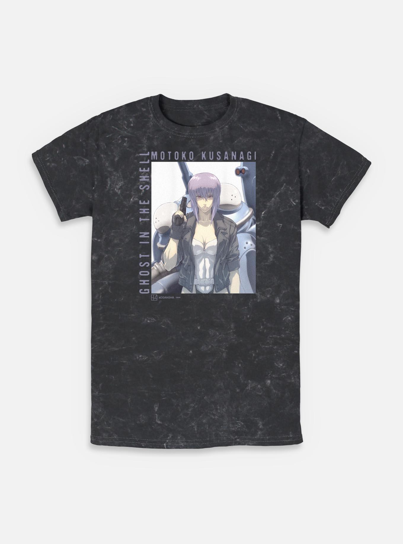 Ghost in the Shell Motoko Kusanagi Mineral Wash T-Shirt, BLACK, hi-res