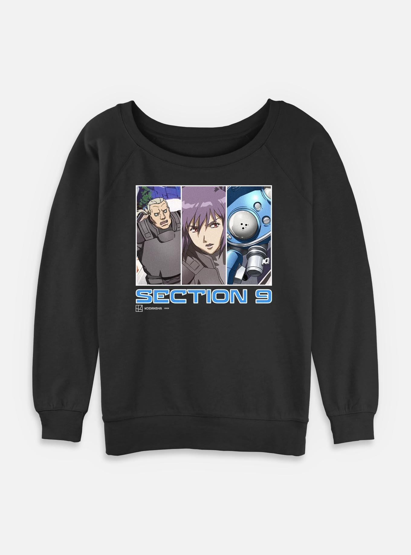 Ghost in The Shell Section 9 Team Womens Slouchy Sweatshirt, BLACK, hi-res