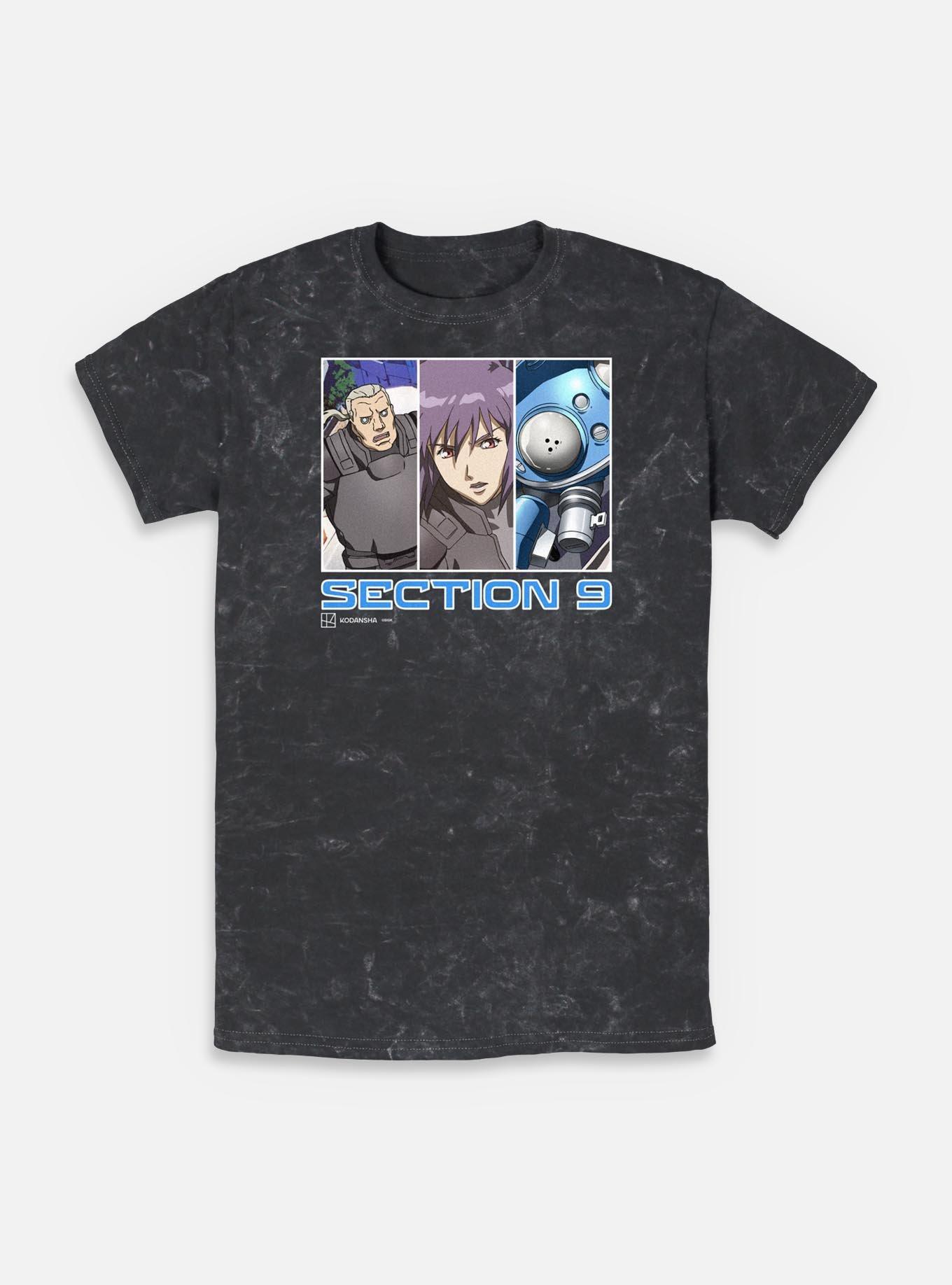 Ghost in The Shell Section 9 Team Mineral Wash T-Shirt, BLACK, hi-res