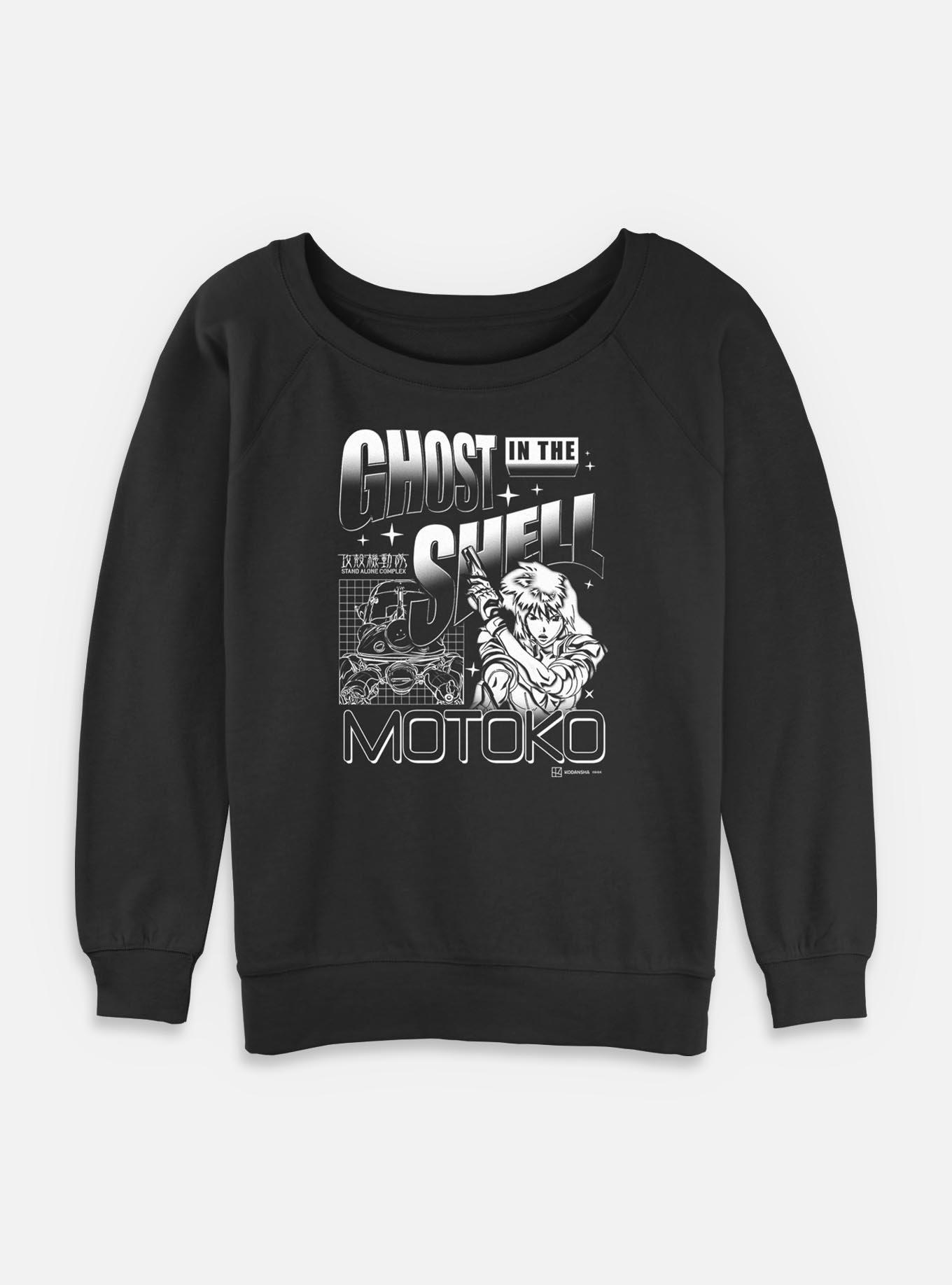 Ghost in the Shell Grid Ghost Womens Slouchy Sweatshirt, BLACK, hi-res