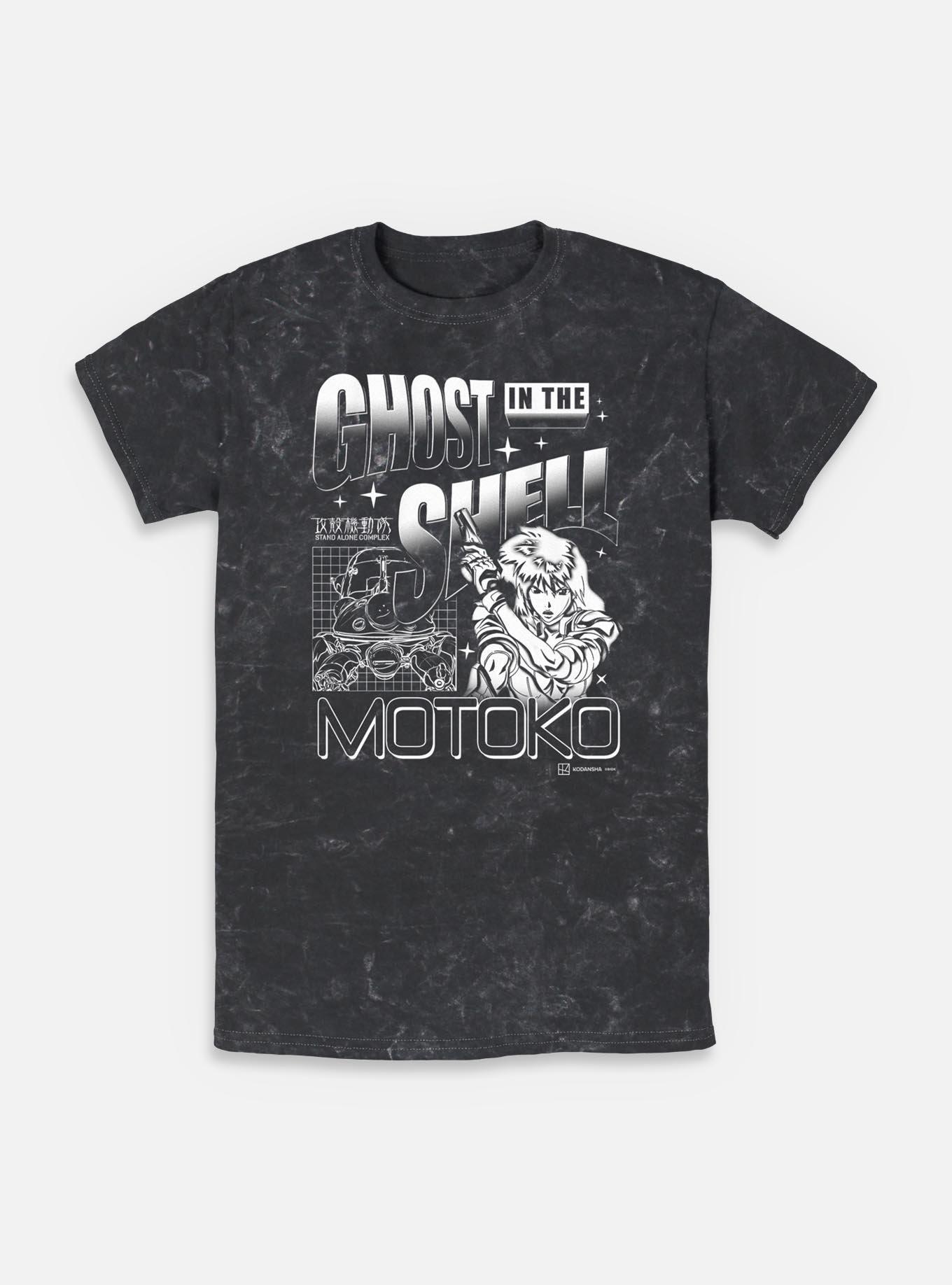 Ghost in the Shell Grid Ghost Mineral Wash T-Shirt, BLACK, hi-res