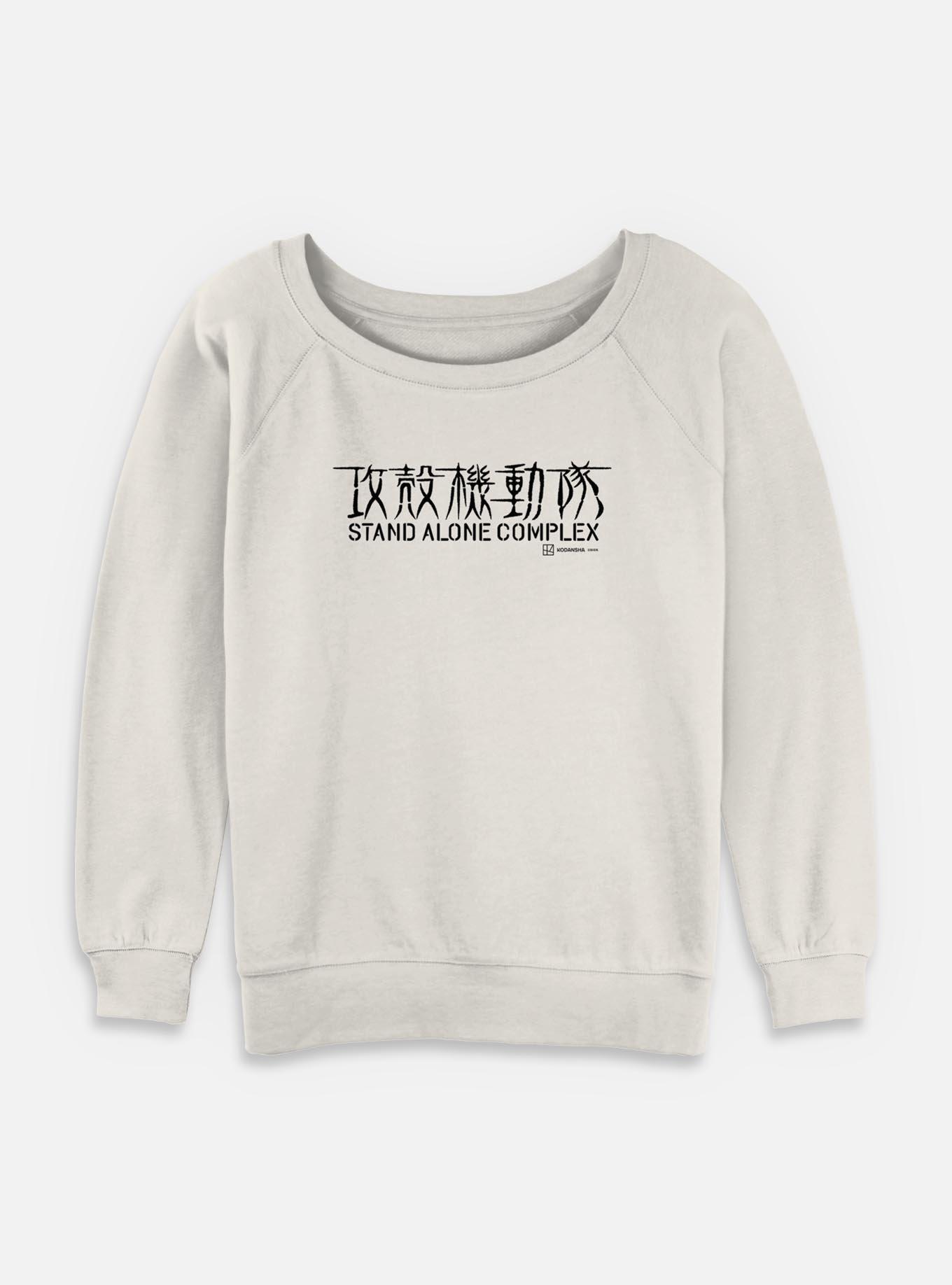 Ghost in the Shell Stand Alone Complex Logo Womens Slouchy Sweatshirt, EGRET, hi-res