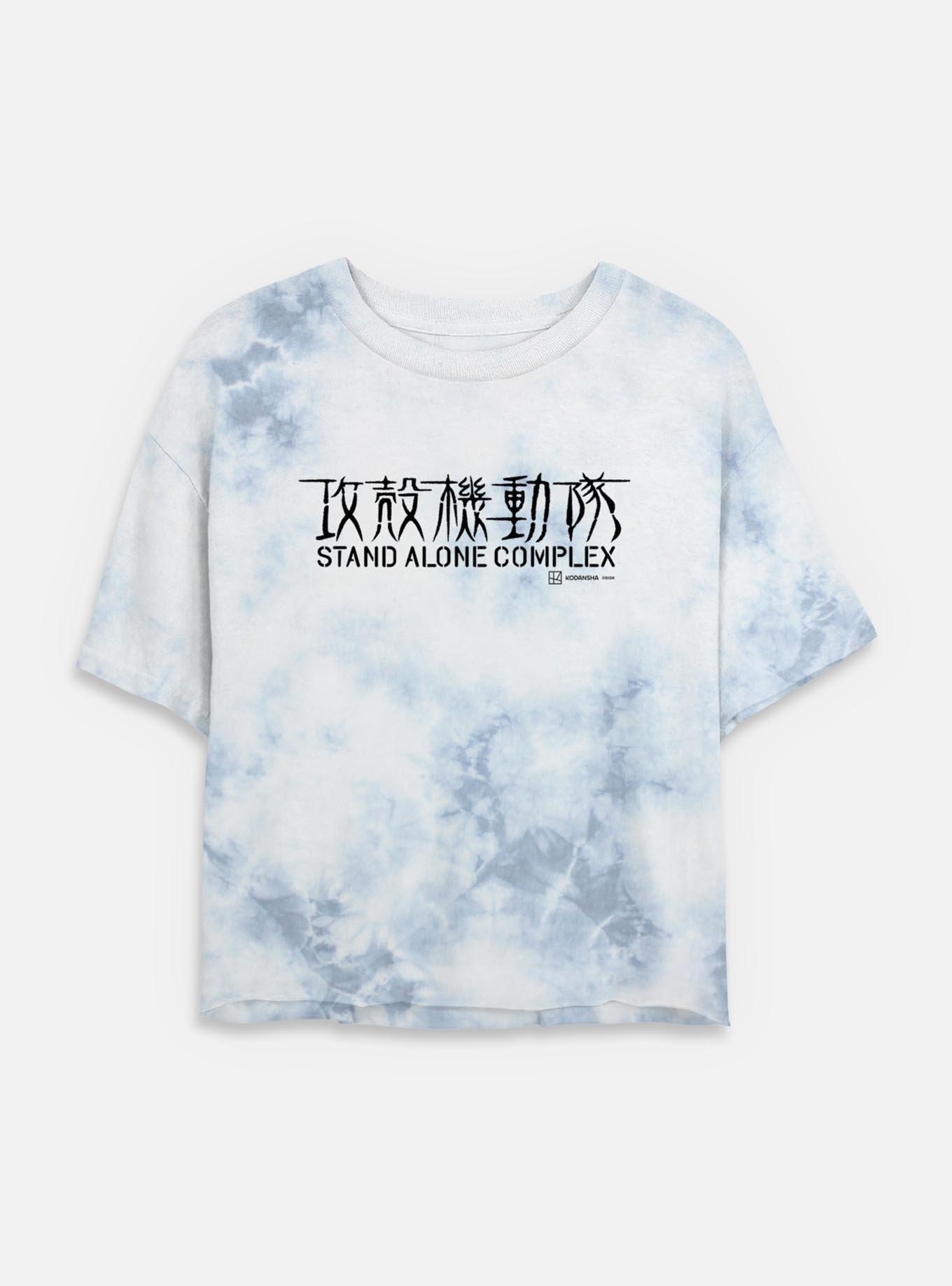 Ghost in the Shell Stand Alone Complex Logo Tie Dye Crop Womens T-Shirt, WHITEBLUE, hi-res