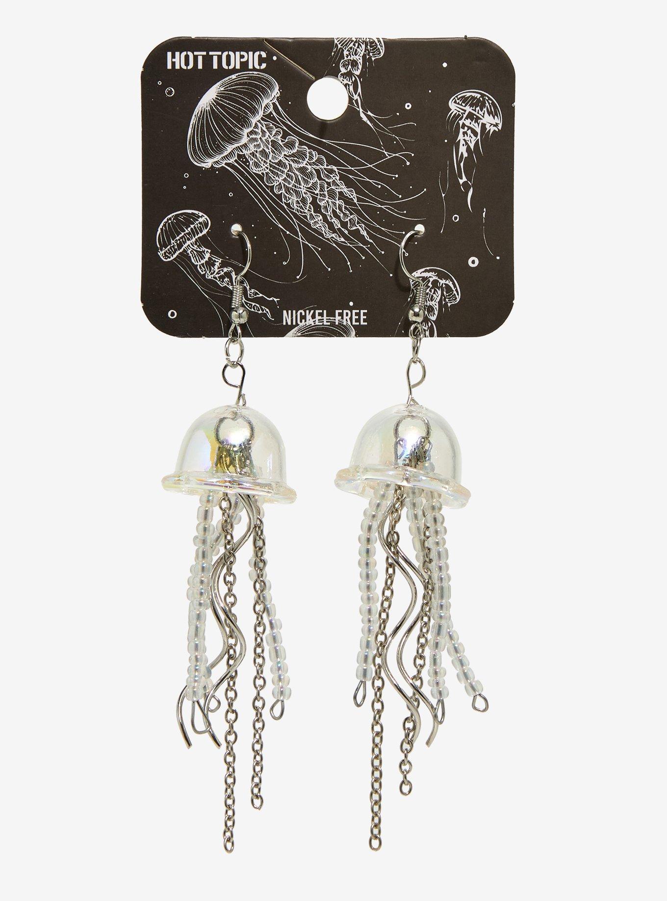 Jellyfish Beaded Drop Earrings, , hi-res