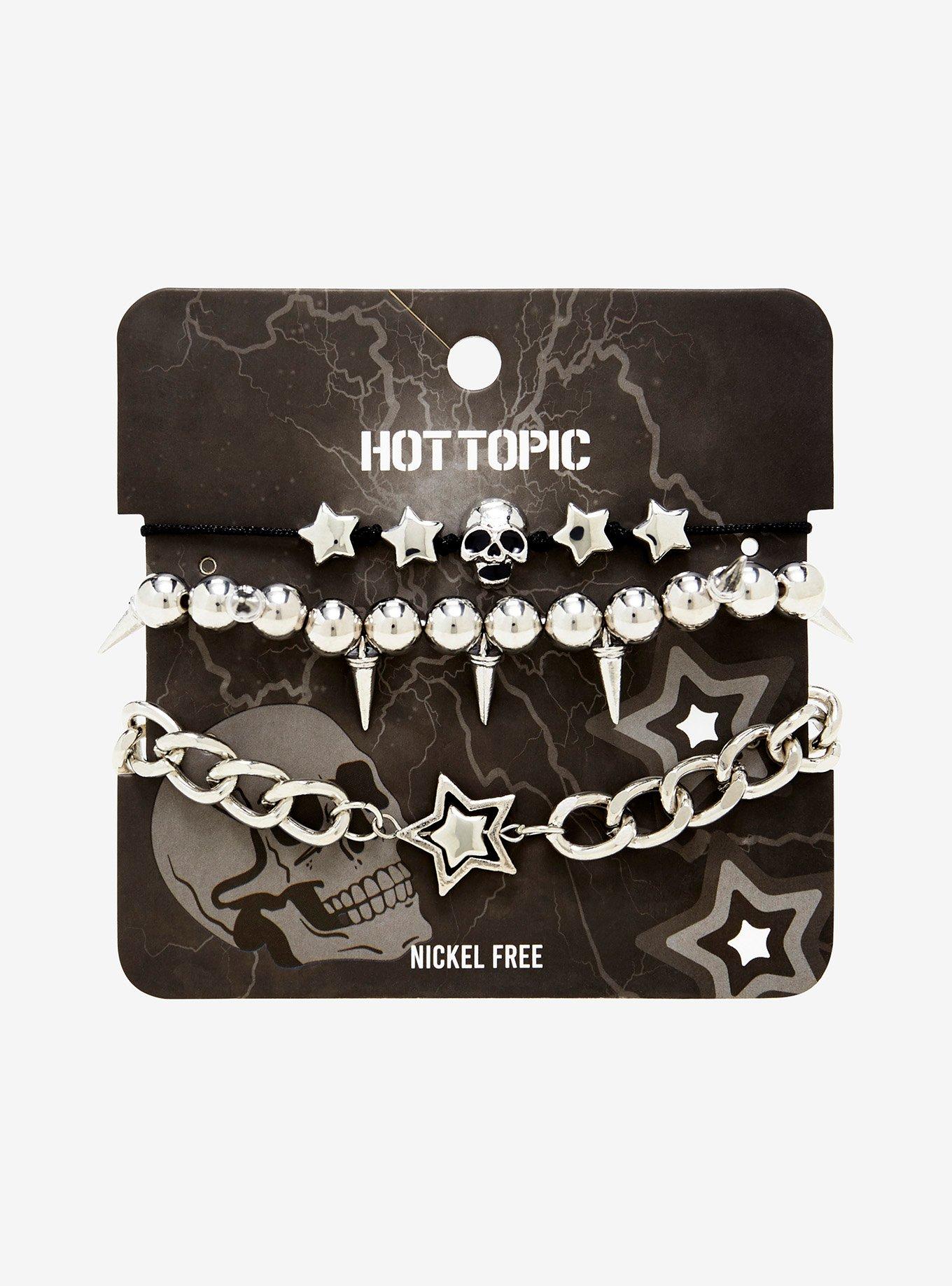 Skull Star Spike Chain Bracelet Set, , hi-res