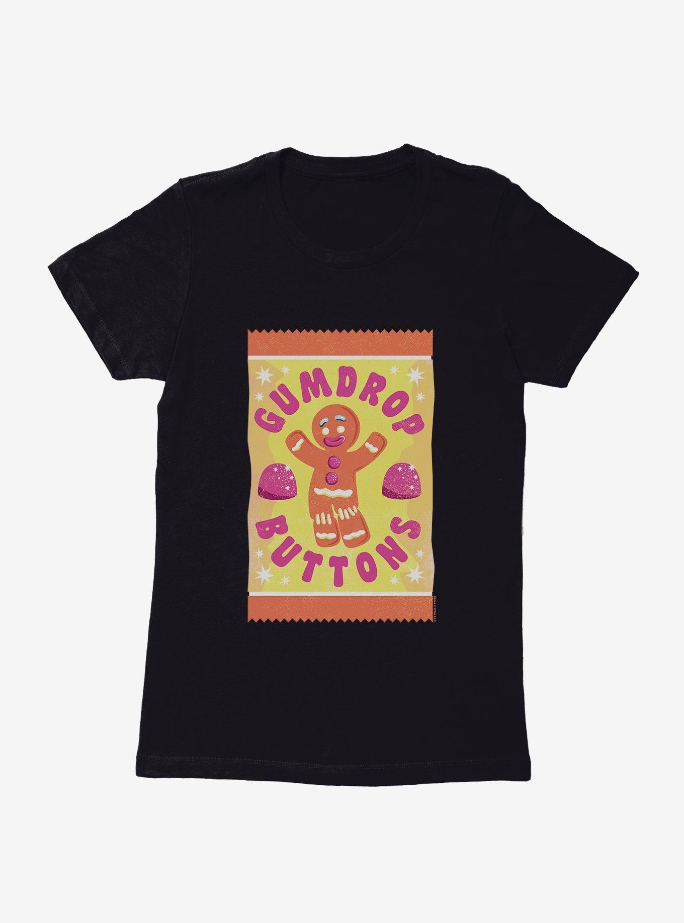 Shrek Gingy Gumdrop Buttons Womens T-Shirt,New Products : American Fashion Style Bags On Sale