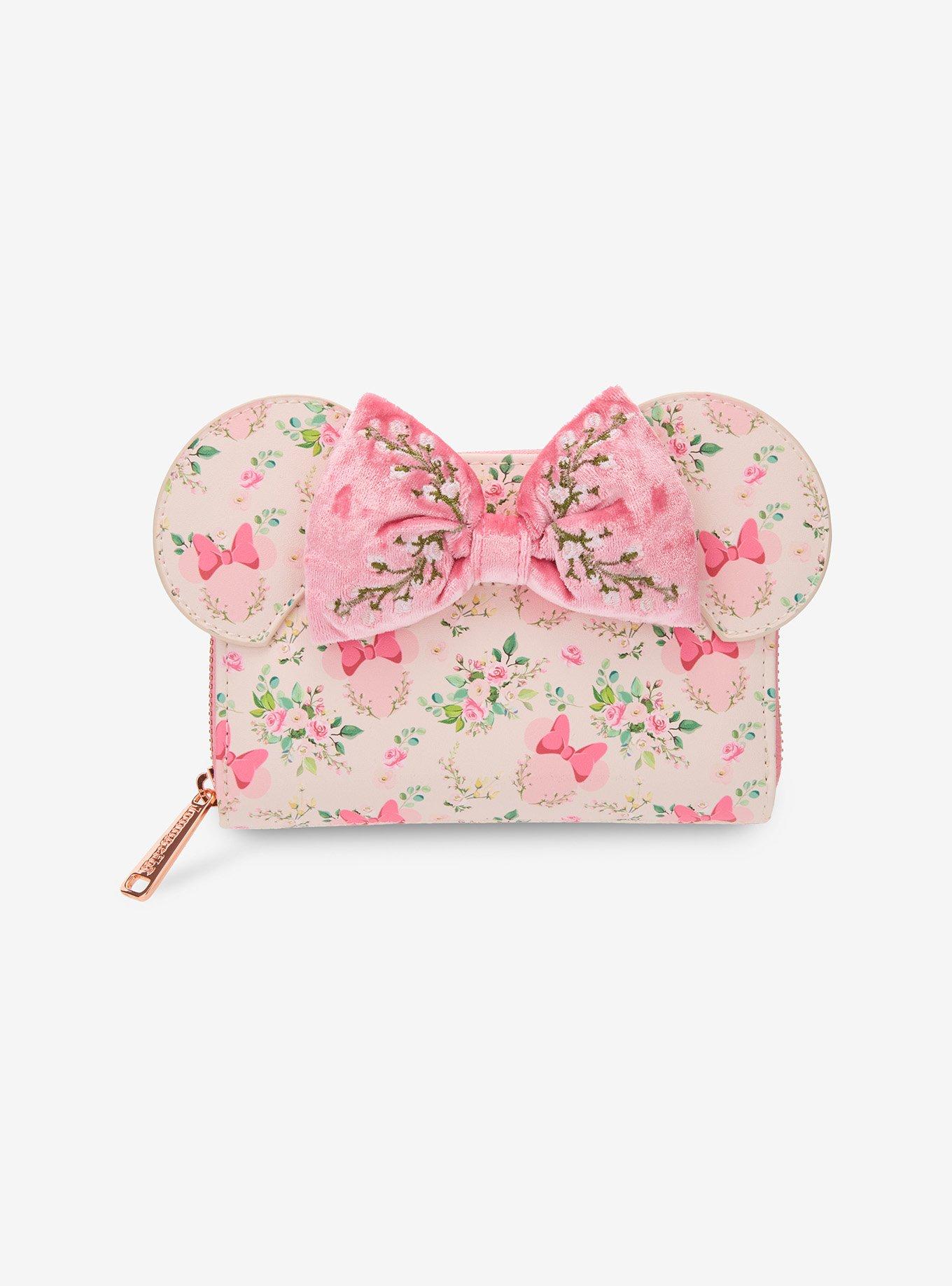 Loungefly Disney Minnie Mouse Pink Floral Mini Zipper Wallet, , hi-res