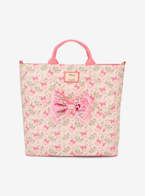 Loungefly Disney Minnie Mouse Pink Floral Convertible Tote  display picture 3