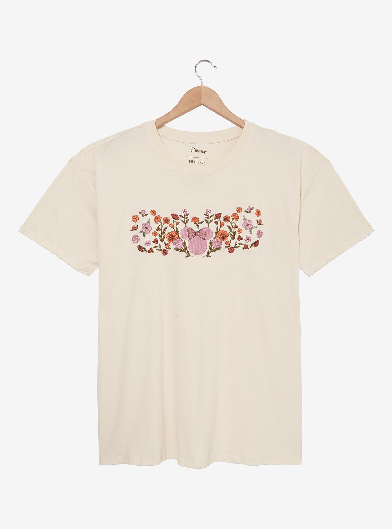 Disney Minnie Mouse Floral Embroidered Women's Plus Size T-Shirt - BoxLunch Exclusive, , hi-res